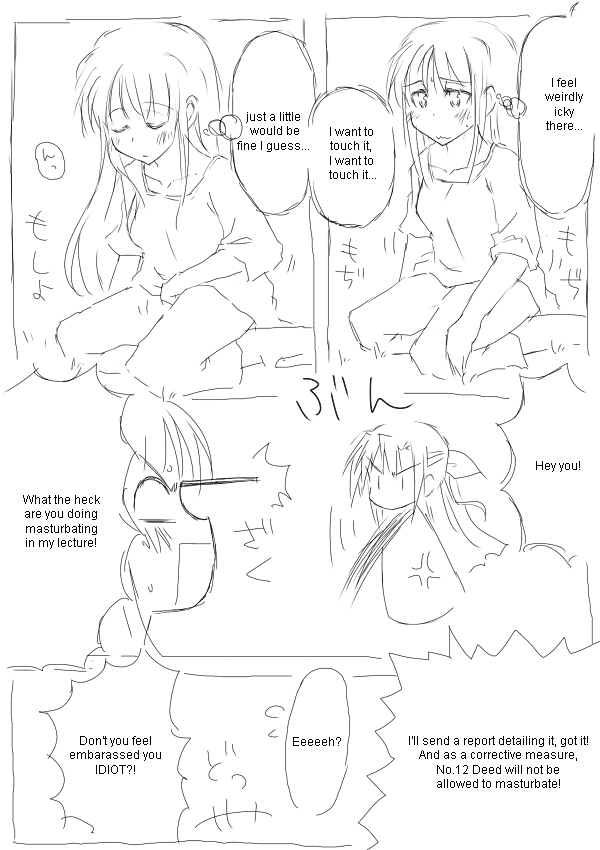 comic deed female ginga_nakajima lyrical_nanoha mahou_shoujo_lyrical_nanoha mahou_shoujo_lyrical_nanoha_strikers masturbation monochrome numbers_(nanoha) parody