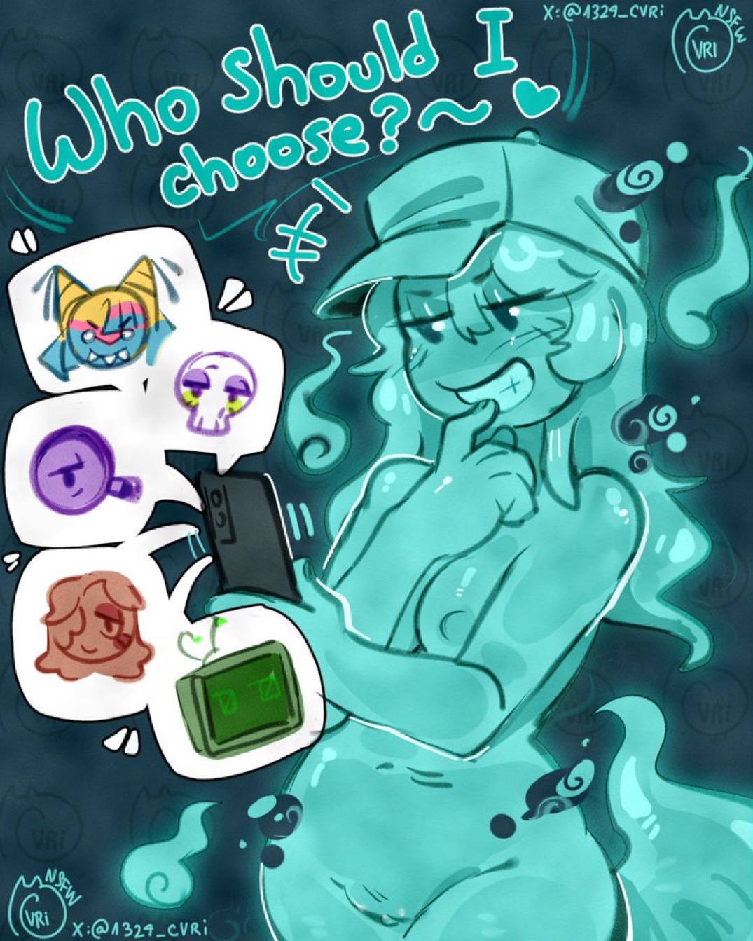 1324 cvri, 2026, animate inanimate, character request, connie (dandy's world), cookie, dandy's world, dandys world, english text, ghost, ghost girl, ginger (dandy's world), gingerbread woman, imminent possession, magnifying glass, phone, pinata, ribecca, ribecca (dandy's world), roblox, rodger (dandy's world), skeleton, smartphone, smiling, tv, tv head, vee (dandy's world), vote, watermark, yatta (dandy's world)