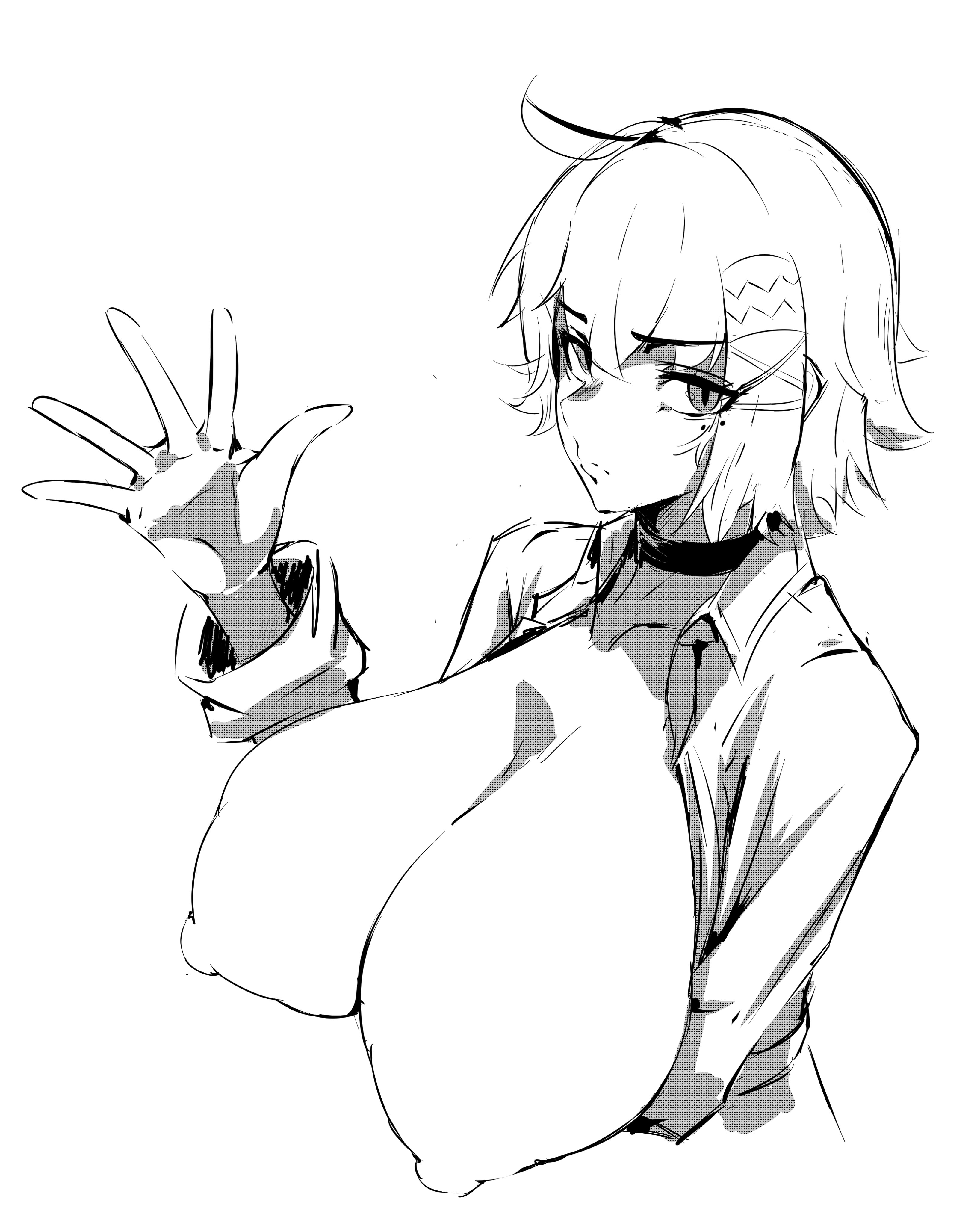 2026, big breasts, breasts out, ellen joe, exposed breasts, hoyoverse, huge breasts, large breasts, nipples, piranha arts, tagme, uncolored, zenless zone zero