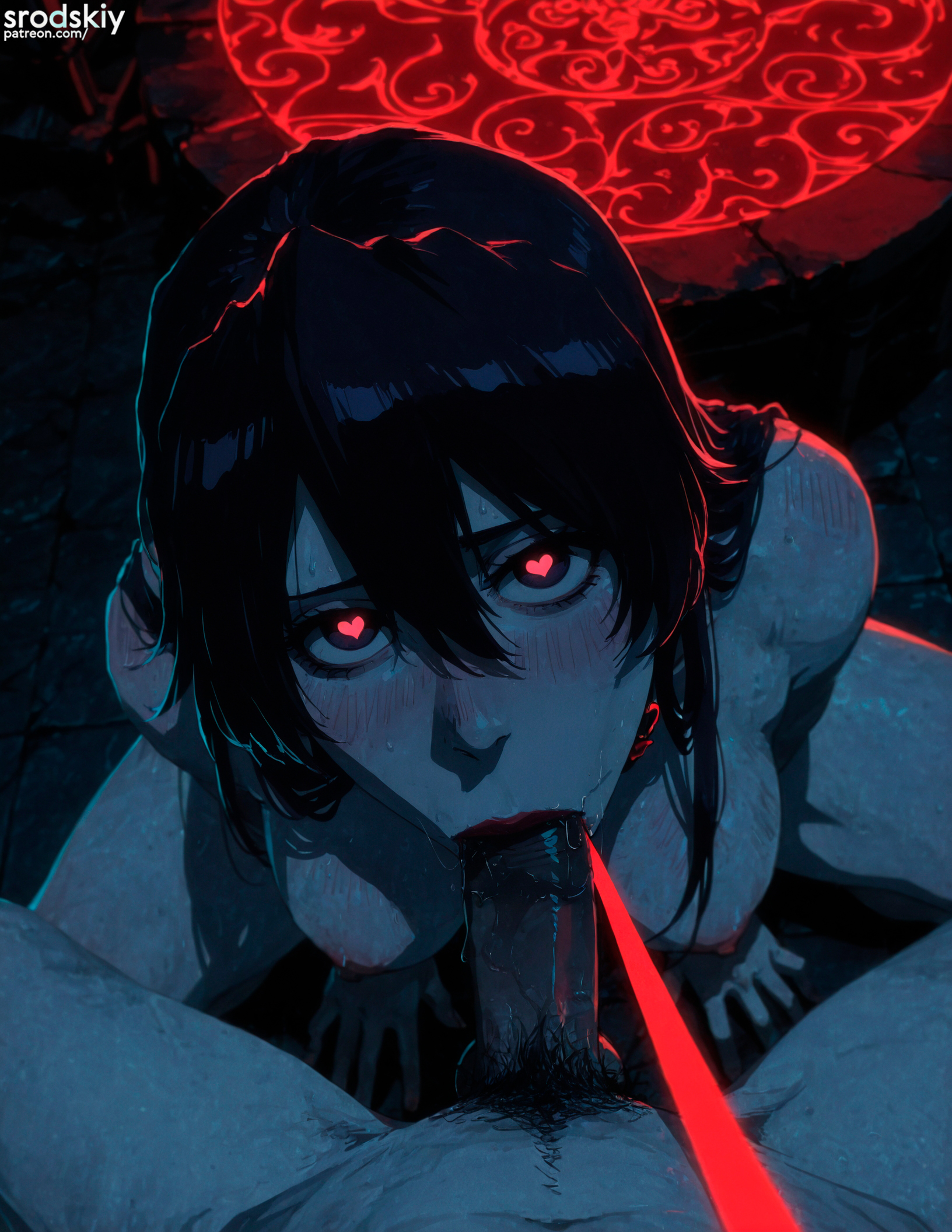, 1boy1girl, 1girls, ai generated, bambietta basterbine, big breasts, bitch, bleach, bleach: the thousand-year blood war, blowjob, blush, female, heart, heart-shaped pupils, hentai, hypnosis, kneeling, large breasts, leash, naked, naked female, nude, nude female, rape slave, sex, slave, slave girl, srodskiy, tagme, vulgar