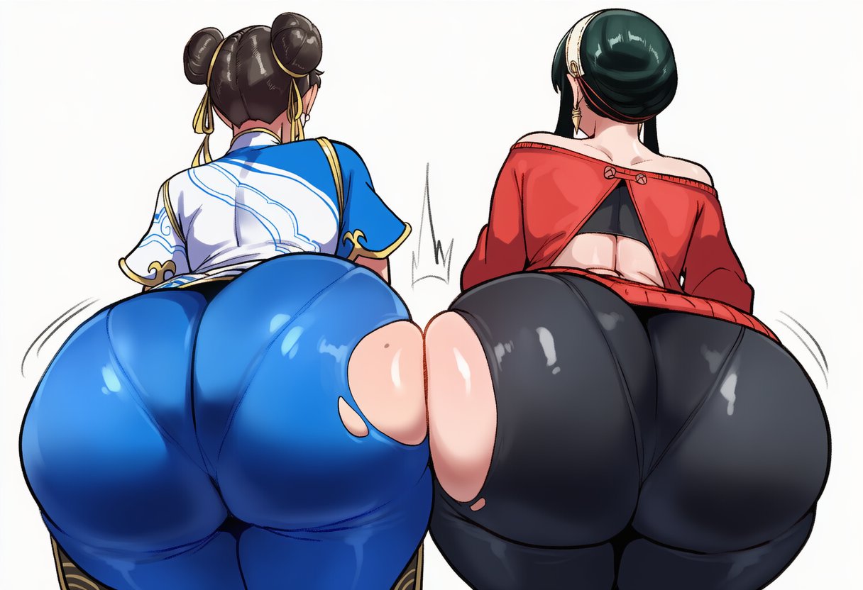 ai generated, asian, ass, ass bigger than head, ass focus, big butt, chun-li, crossover, female, female thick thighs, girl, hnakano88929, spy x family, street fighter, tagme, yor briar
