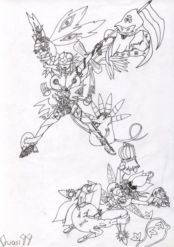 4_wings angewomon demidevimon digimon digitamamon fairy fairy_wings flymon gizamon hand_drawn leaf leaf_wings leaves lillymon nanimon phantomon plant plant_girl pumpkinmon quasi99 sketch vegiemon vegimon vine_hair vines wings