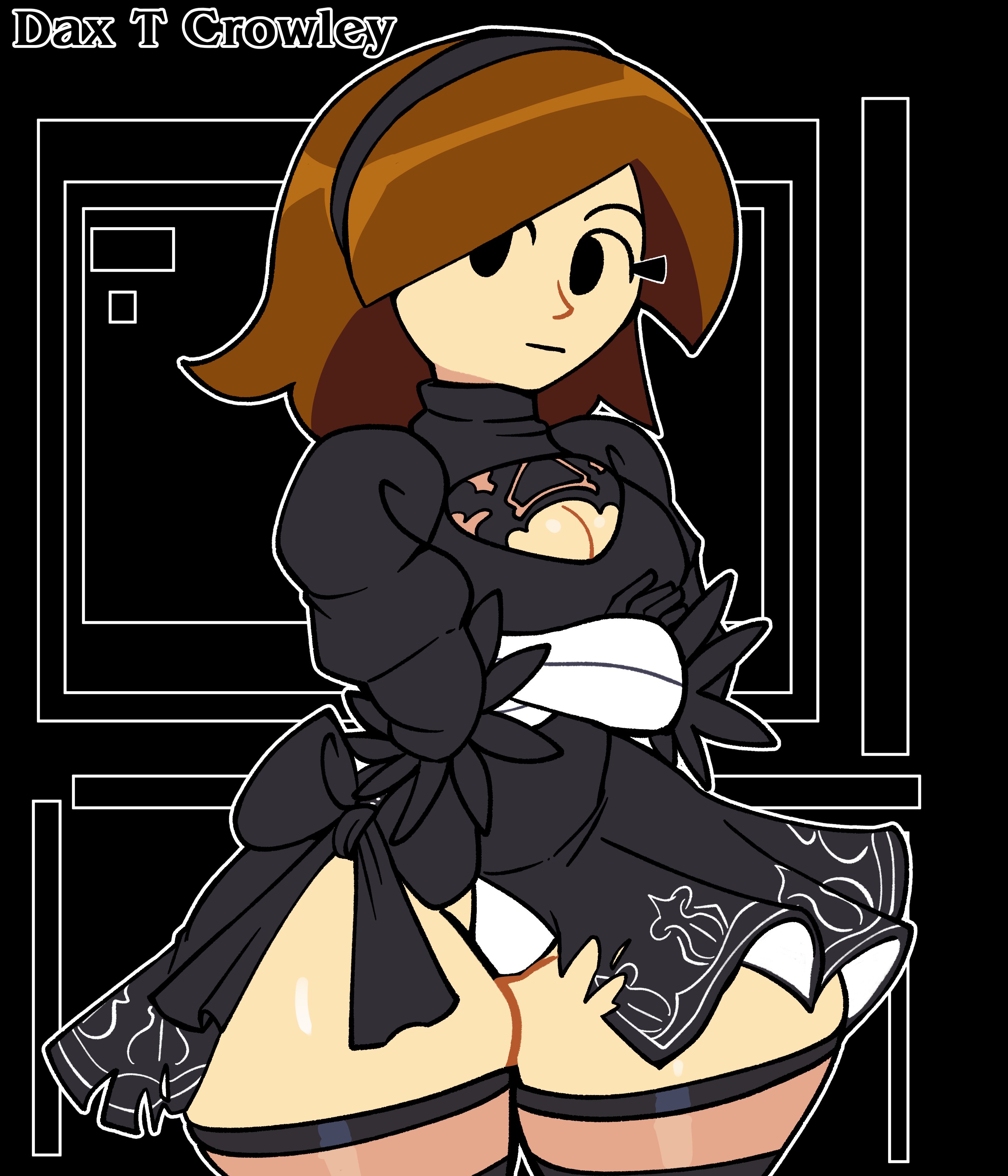 1girls, big boobs, big breasts, boobs, breasts, brown hair, brown hair female, brunette, brunette female, brunette hair, clothed, clothed female, female, female focus, female only, hips, light skin, light-skinned female, mii, mii gunner, mii gunner (smash 4), nier, nier (series), nier: automata, nintendo, rose dax, solo, solo female, solo focus, super smash bros., super smash bros. for nintendo 3ds and wii u, video game character, wide hips, yorha 2b (cosplay)