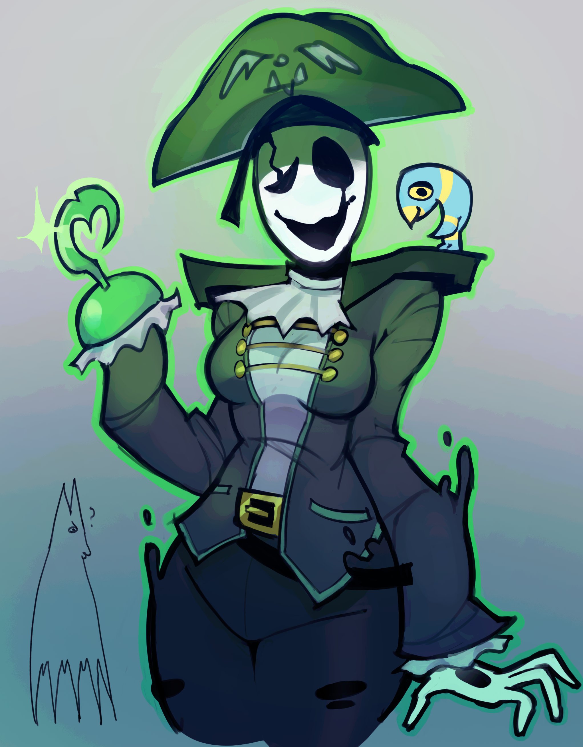 breasts, deltarune, fem gaster, gaster, genderbend, genderswap, genderswap (mtf), hook, hook hand, pirate, pirate girl, pirate hat, undertale, undertale (series)