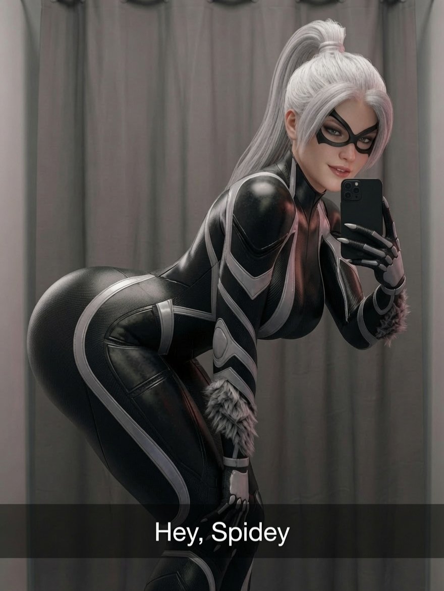 1girls, 2026, 3d, 3d (artwork), alluring, ass up, big breasts, black cat (insomniac), black cat (marvel), bodysuit, breasts, bursting breasts, curvaceous, curvaceous body, curvaceous female, curvaceous figure, curvaceous hips, curvy, curvy body, curvy female, curvy figure, curvy hips, domino mask, dxxpdxxp, enticing, eyemask, felicia hardy, female, hips, hourglass figure, huge breasts, large breasts, light-skin, light-skinned female, marvel, marvel comics, mask, masked, masked female, massive breasts, phone, ponytail, seducing, seductive, seductive look, seductive pose, selfie, shiny, shiny clothes, skin tight, spider-man (insomniac series), spider-man (series), superheroine, teasing, teasing viewer, temptation, tempting, tempting viewer, text, thick, thick breasts, thick hips, thick thighs, tight clothes, tight clothing, voluptuous, voluptuous female, white hair, wide hips