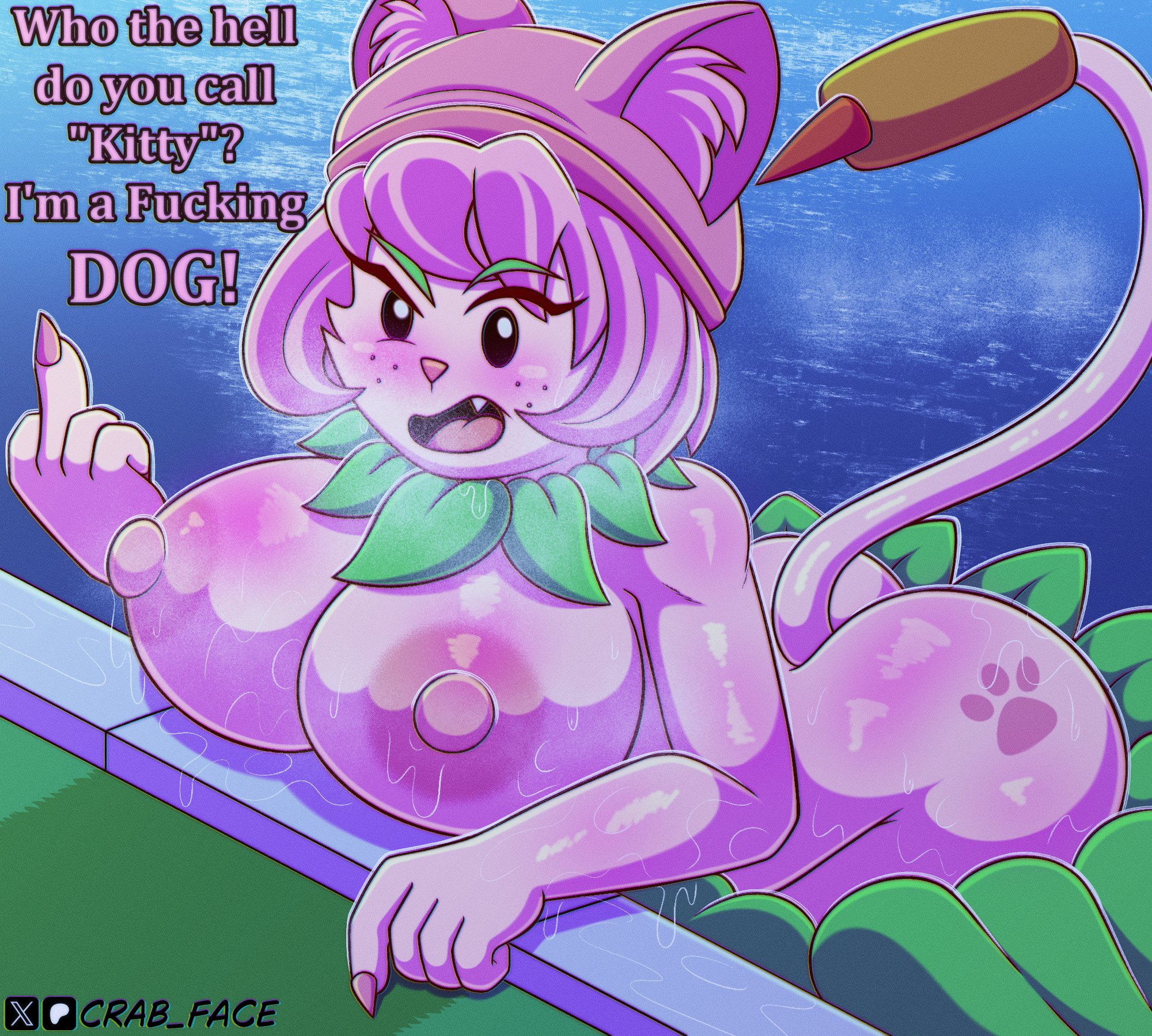 1girls, anthro, ass, big breasts, cattail (pvz), crab face, electronic arts, female, flora fauna, freckles, middle finger, plant, plant girl, plantie, plants vs zombies, pool, popcap games, tagme, video game character, water, wet, wet pussy