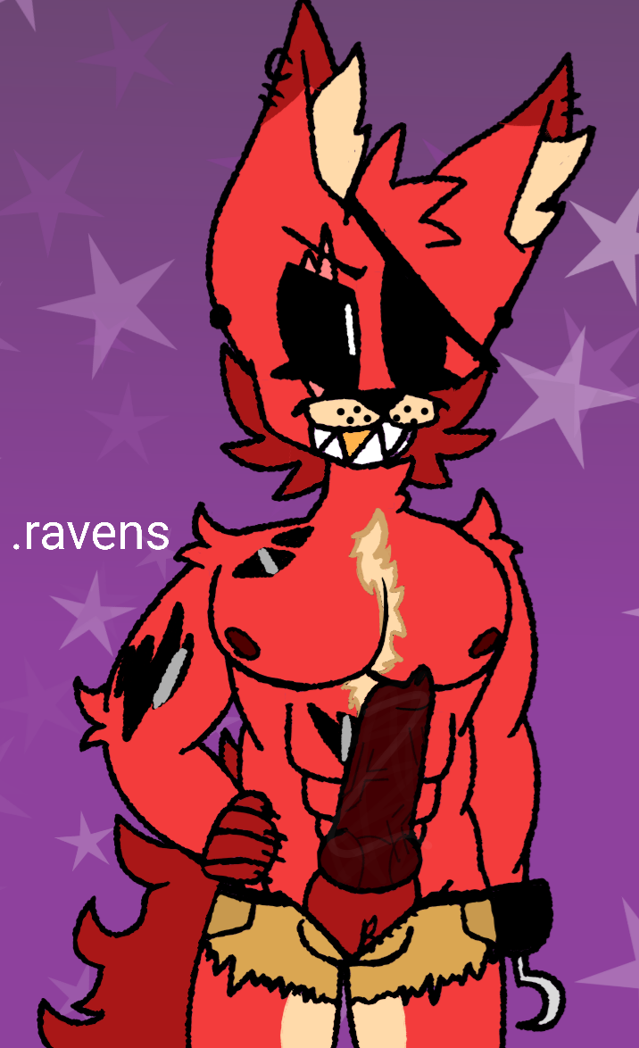 animal_genitalia animal_penis animatronic canid canine canine_penis eye_patch eyewear five_nights_at_freddy's fox foxy_(fnaf) genitals machine male male_only mammal muscular pecs penis ravens robot solo video_games