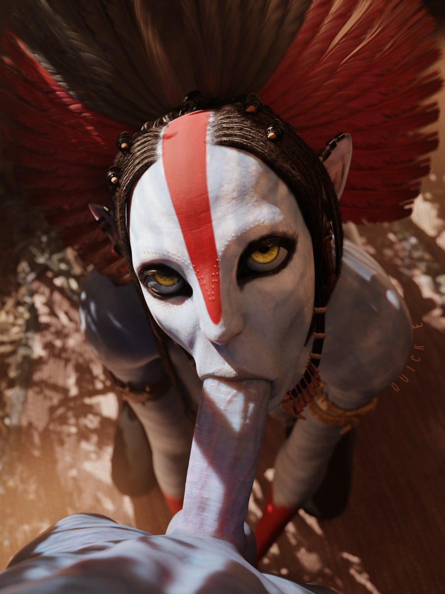 1boy 1girls 3d alien alien_girl alien_humanoid avatar avatar:_fire_and_ash blowjob blue_skin fellatio female james_cameron's_avatar looking_at_viewer male miles_quaritch na'vi oral oral_penetration oral_sex pov pov_eye_contact quick_e varang varang_(avatar)