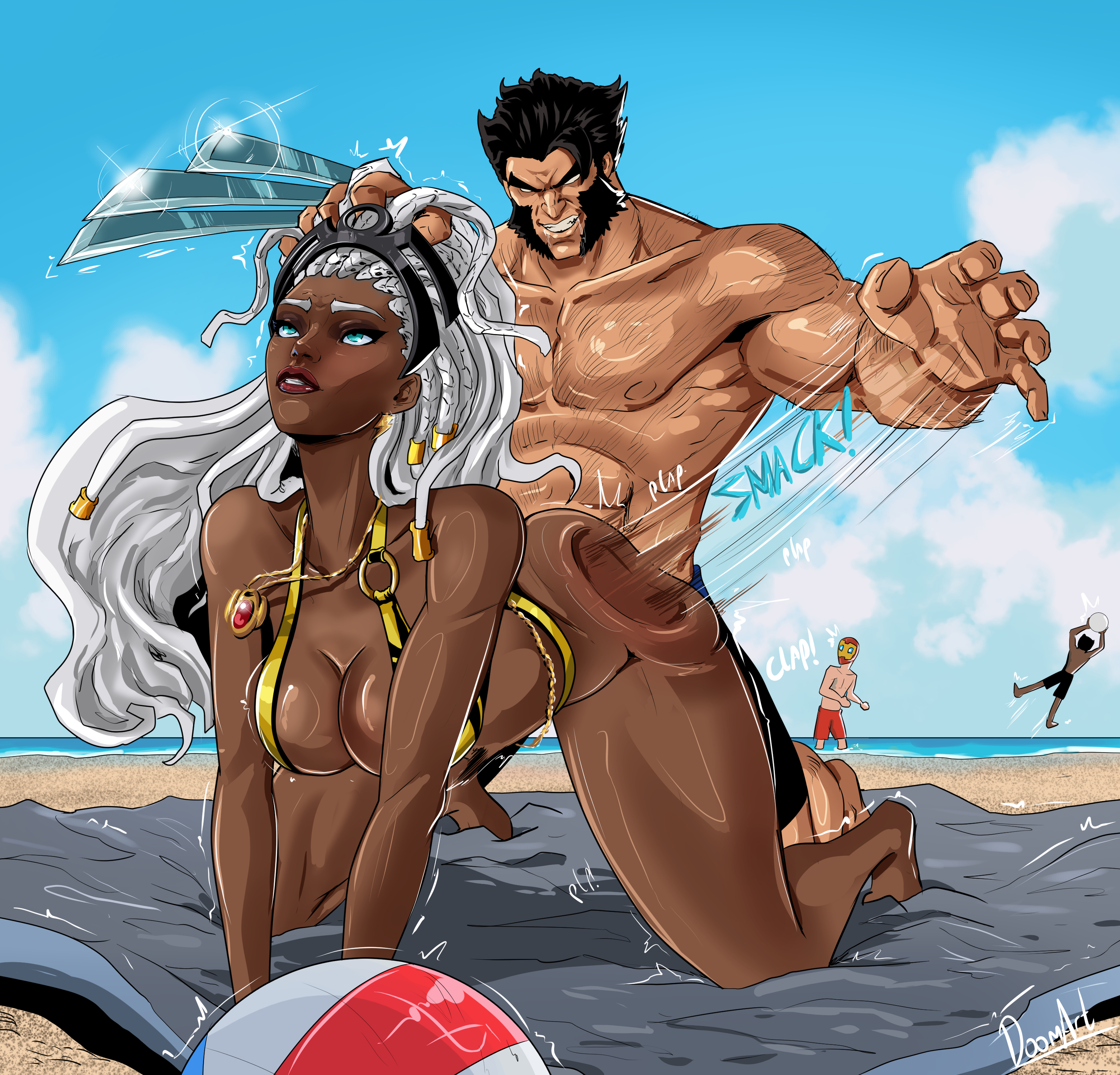 2d, african female, arched back, barefoot, beach sex, black panther (marvel), bleached, cheating, cheating female, cheating wife, dark skinned male, dark-skinned female, doggy style, doomart, interracial, interracial sex, iron man, james howlett, light-skinned male, logan (x-men), marvel, marvel comics, marvel rivals, mutant (marvel), ororo munroe, pulling hair, raw sex, smacking ass, spanked butt, spanking, spanking ass, storm (marvel rivals), storm (sacred skies), storm (x-men), straight, sunpuppy, tony stark, unprotected sex, white hair, wolverine (marvel rivals), wolverine (x-men), x-men