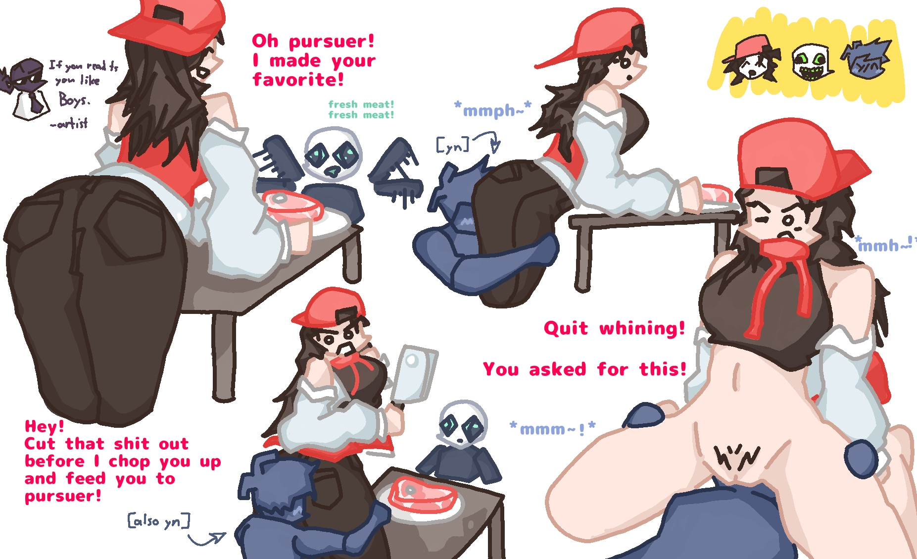 1boy, 1boy1girl, 1girls, ass, ass focus, ass grab, bent over, big ass, big breasts, blush, bottomless, breasts, brown hair, butcher vanity (synthesizer v), cleavage, clenched teeth, clothed, clothed sex, clothing, curvy, dialogue, die of death (roblox), digital media (artwork), duo, duo focus, english text, faceless male, facesitting, fat ass, female focus, hair, huge ass, human, idk.name, jacket, jeans, kneeling, large ass, large breasts, light skin, light-skinned female, long hair, looking back, male/female, no panties, oral, pubic hair, pursuer (die of death), pussy, rear view, roblox, roblox game, robloxian, self upload, sex, sideboob, simple background, smile, smothering ass, spread legs, standing, straight, synthesizer v, tagme, text, thick thighs, thighs, tongue, tonguing, uncensored, unseen male face, vagina, vimalion pro, white background, wide hips, y/n, y/n (your name), yi xi (synthesizer v)