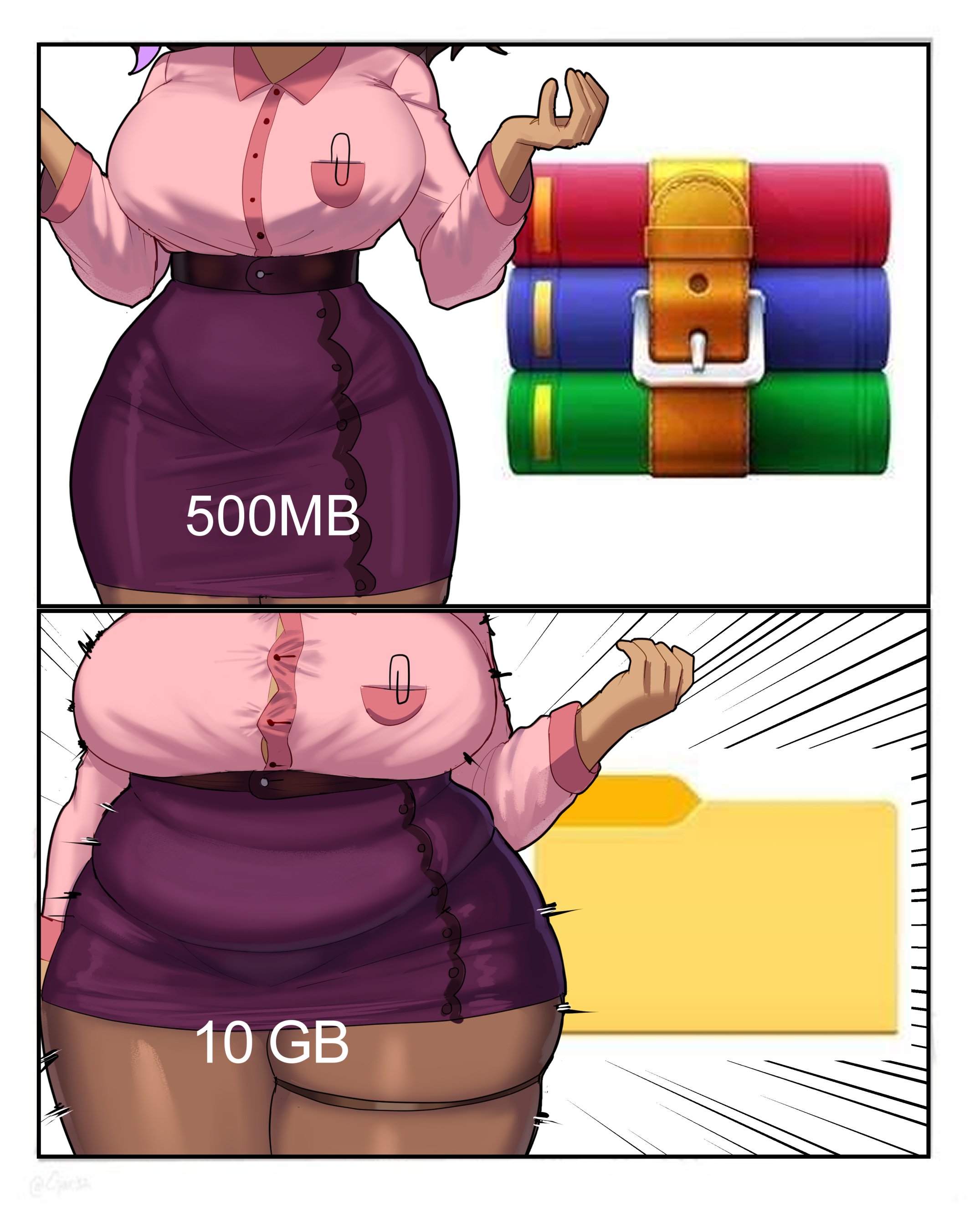 big breasts, chubby, decompressed file meme, tagme, thick thighs, winrar