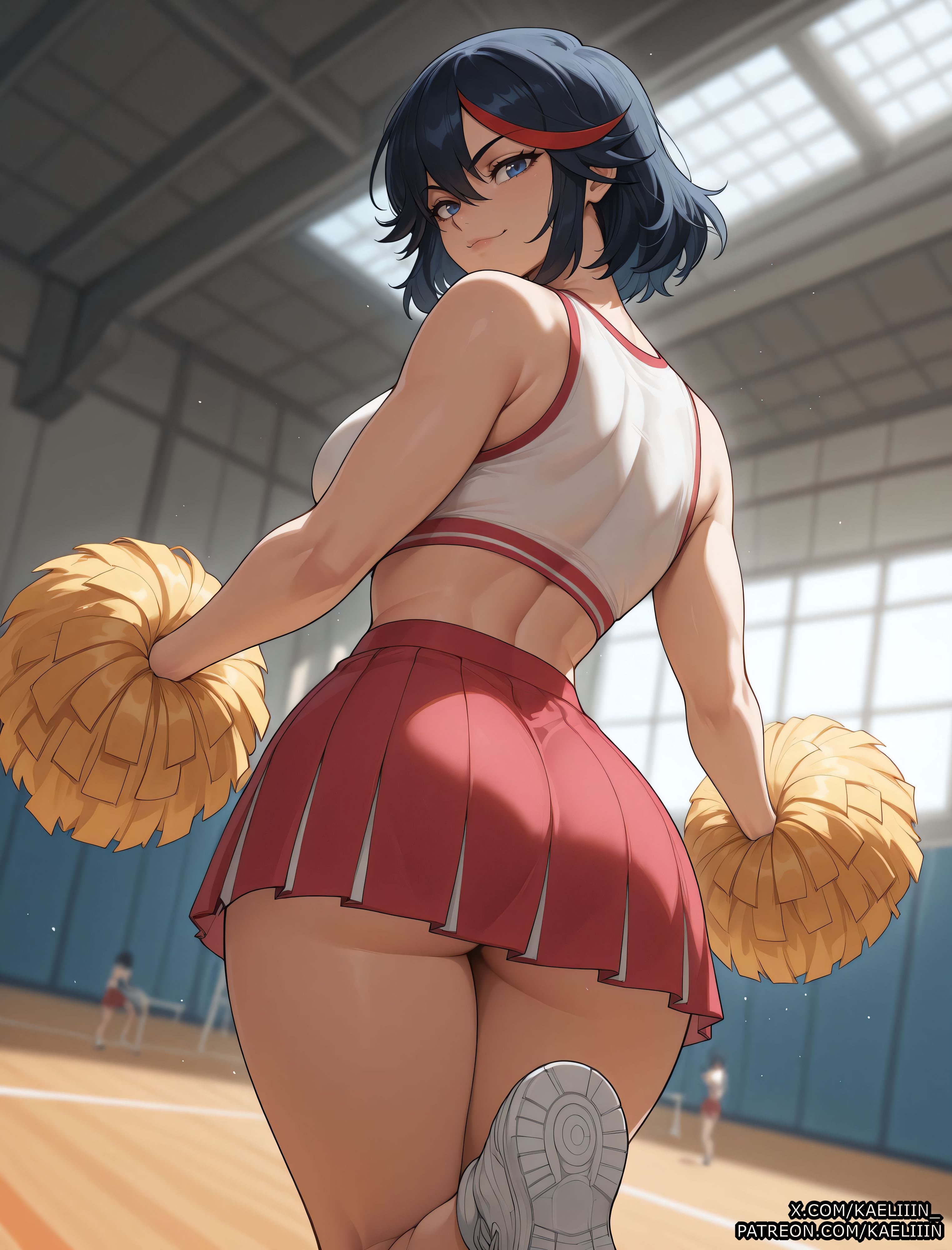 1girls, ai assisted, ai generated, anime, anime style, ass, big ass, big breasts, blue hair, breasts, cheerleader, clitoris, curvaceous, curvaceous body, curvaceous female, curvaceous figure, female, female focus, fit female, girly, hourglass figure, huge ass, huge breasts, kaeliiin, kill la kill, matoi ryuuko, pussy, red highlights, sexy, shiny, thick thighs, thighs, uncensored, vagina, voluptuous, voluptuous female, waifu, waifu diffusion