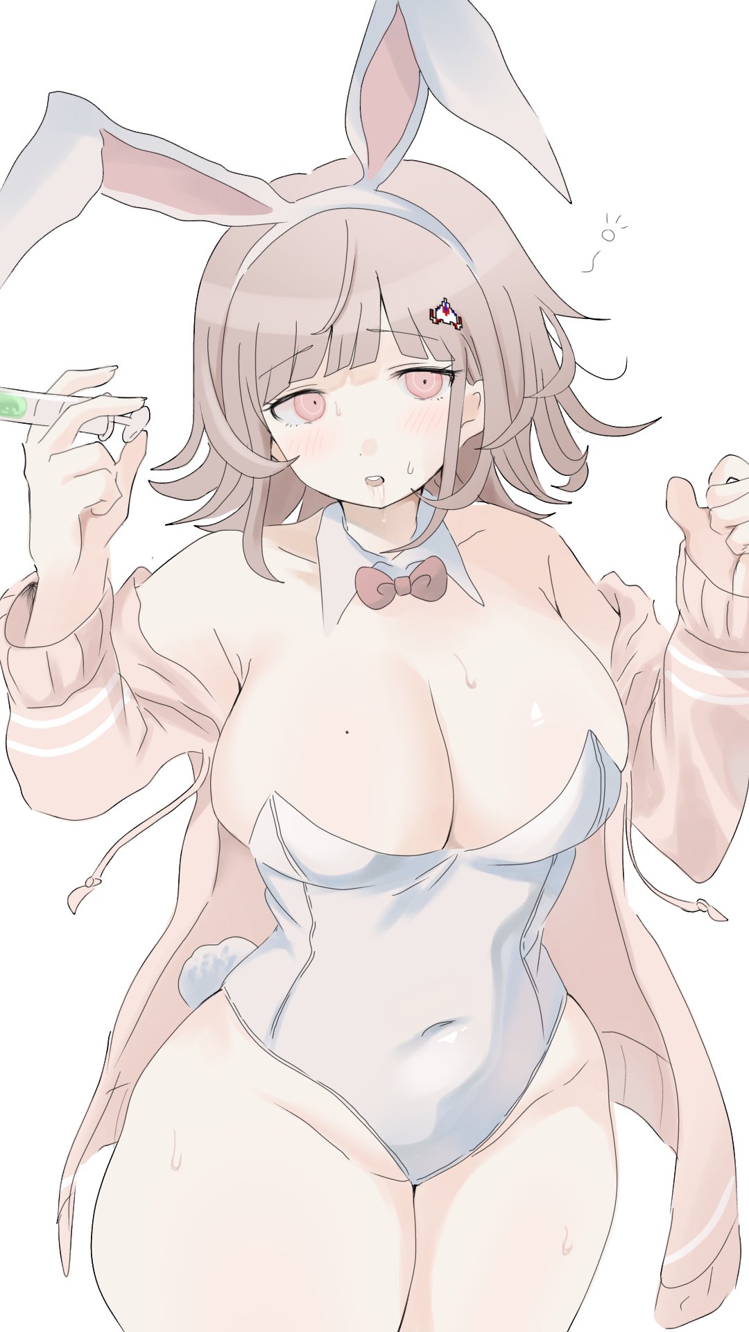 adorable, adorable face, adorable girl, beauty mark, big breasts, breasts, bunny ears, bunnysuit, busty, busty female, curvaceous, curvy, curvy body, curvy female, curvy figure, curvy hips, cute, cute but busty, cute face, cute female, danganronpa, danganronpa (series), danganronpa 2: goodbye despair, female, hourglass figure, huge breasts, ikemen'na ore-shi, large breasts, leotard, mole, mole under mouth, nanami chiaki, syringe, tagme, voluptuous, voluptuous female