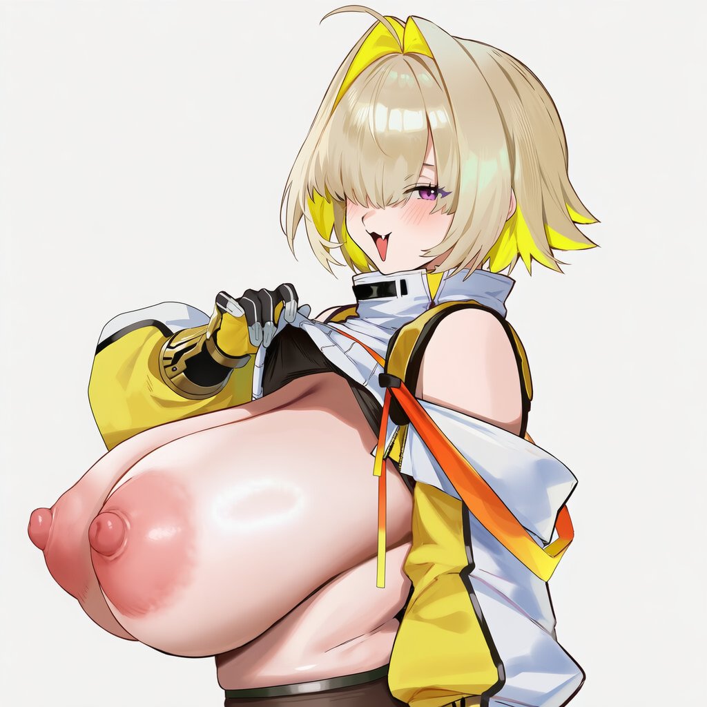 ai generated, big breasts, blonde hair, breasts, elegg (nikke), female, goddess of victory: nikke, henrik n, puffy nipples