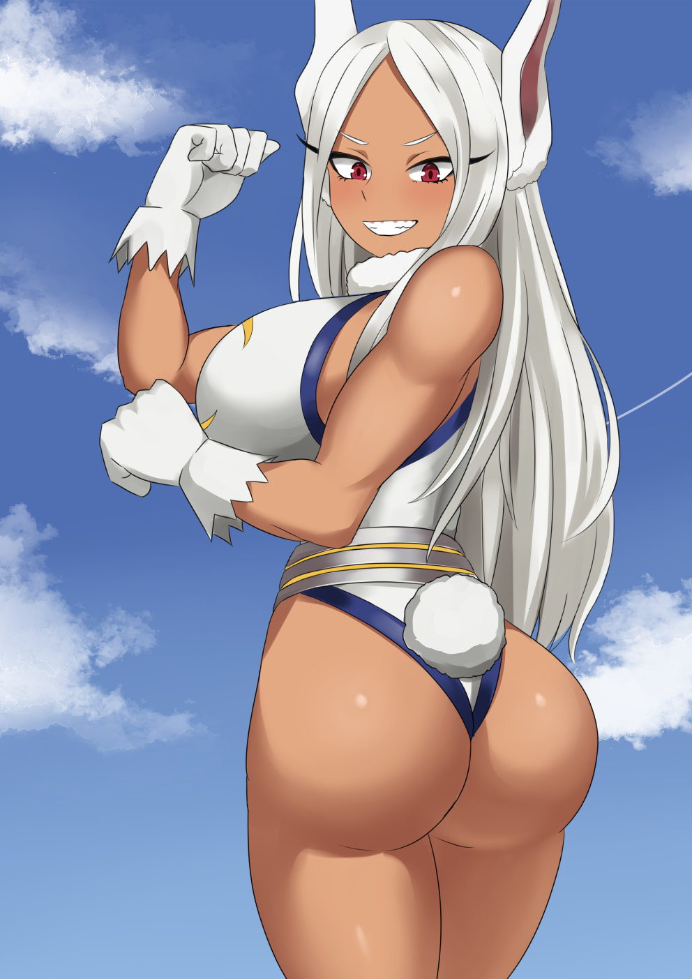 1girls ass big_ass big_breasts big_butt breasts bunny_ears bunny_tail dynamiward eye_contact female huge_breasts large_ass large_breasts leotard long_ears long_hair looking_at_viewer miruko my_hero_academia red_eyes rumi_usagiyama thick_ass thick_thighs thighs tight_clothing white_hair