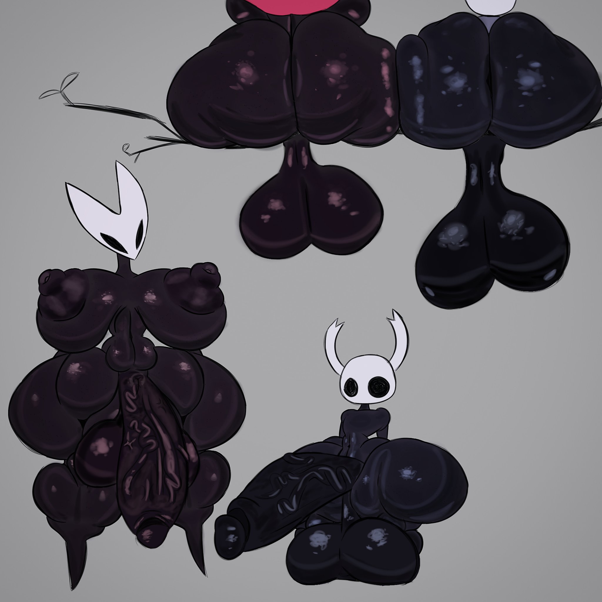 1boy, 1futa, breasts, elegy, futanari, hollow knight, hollow knight: silksong, hornet (hollow knight), huge ass, huge breasts, hyper penis, intersex, male, penis, protagonist (hollow knight), repost, the knight (hollow knight), theelegyofasoul