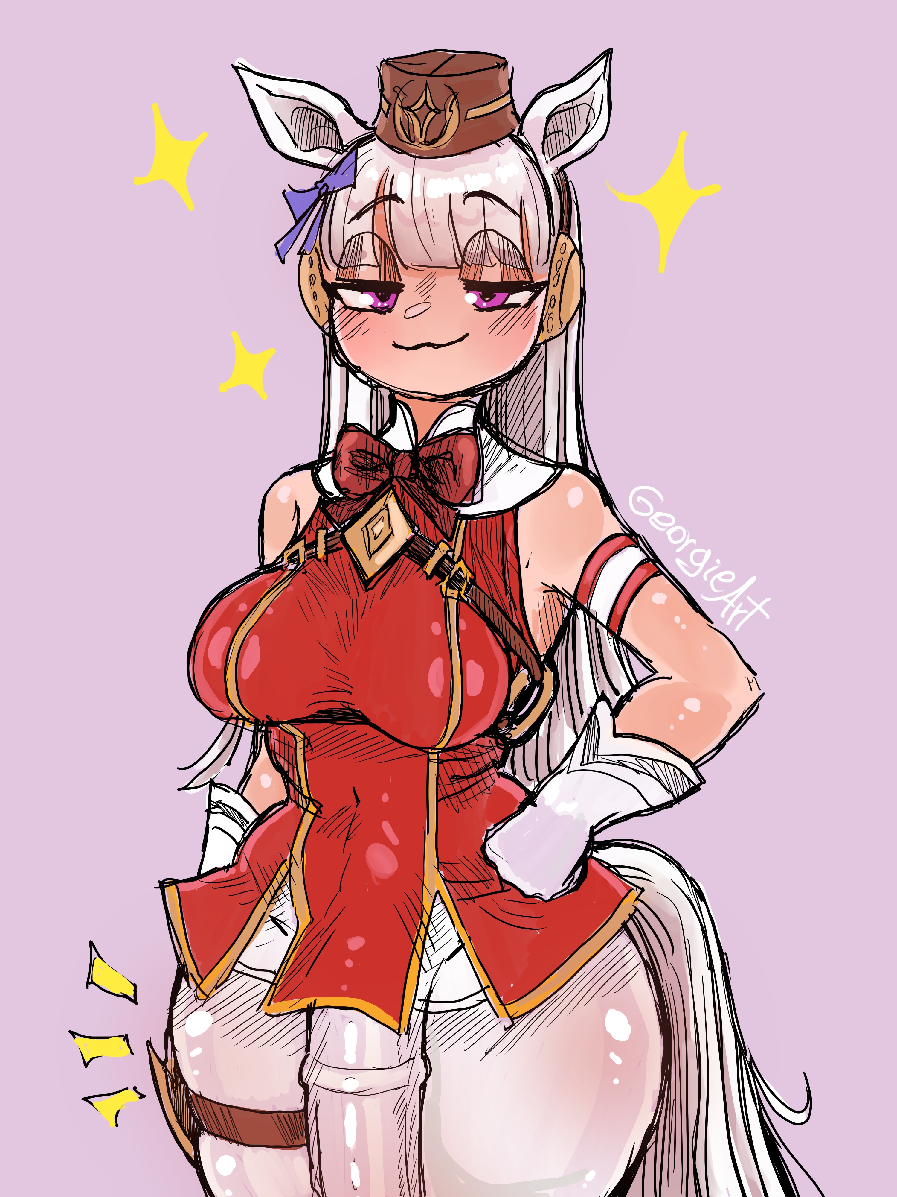 animal genitalia on humanoid, futanari, georgie art, gold ship (umamusume), horny futa, horse futa, horsecock, horsecock futa, horsecock on humanoid, intersex, looking at viewer, penis, umamusume, umamusume pretty derby