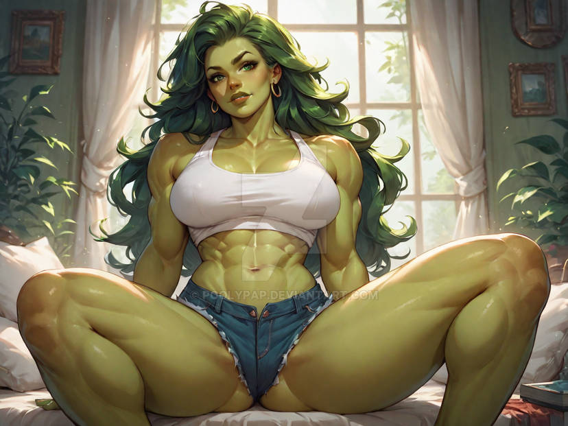 1girls abs ai_generated ass big_ass big_breasts breasts bubble_butt female female_only giant_breasts green-skinned_female green_body green_eyes green_hair green_skin huge_breasts hulk_(series) jennifer_walters marvel marvel_comics massive_ass midriff muscular muscular_arms muscular_female she-hulk solo solo_female superheroine thick_thighs wide_hips
