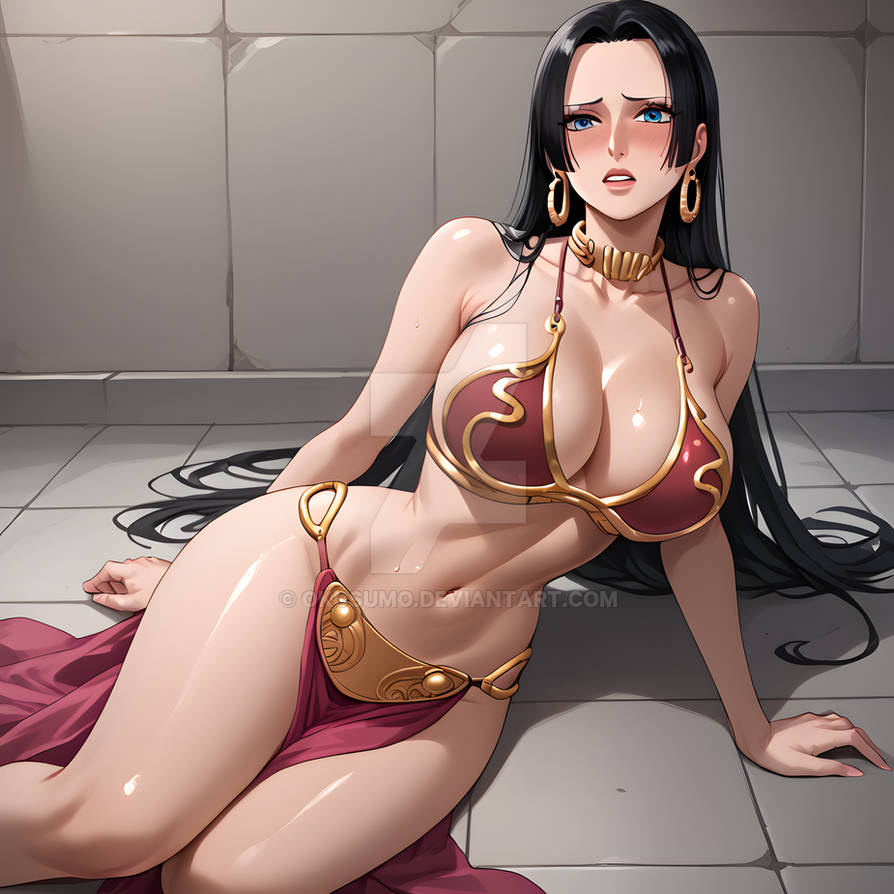 1female 1girls ai_art ai_generated artist_request bare_arms bare_legs bare_midriff bare_shoulders bare_thighs belly_button belly_dancer belly_dancer_outfit big_breasts bikini bikini_top black_hair blue_eyes blush boa_hancock bra captured captured_girl cleavage collar damsel_in_distress dungeon earrings female female_only girl_only gold_(metal) gold_collar gold_earrings gold_jewelry golden_collar golden_earrings harem_girl harem_outfit hoop_ear_ring hoop_earrings inner_sideboob loincloth long_hair metal_collar midriff navel one_piece only_female only_girl red_bikini red_bikini_top red_loincloth slave slave_bikini slave_collar slave_leia_(cosplay) slave_outfit slavegirl sweat sweatdrop thick_thighs