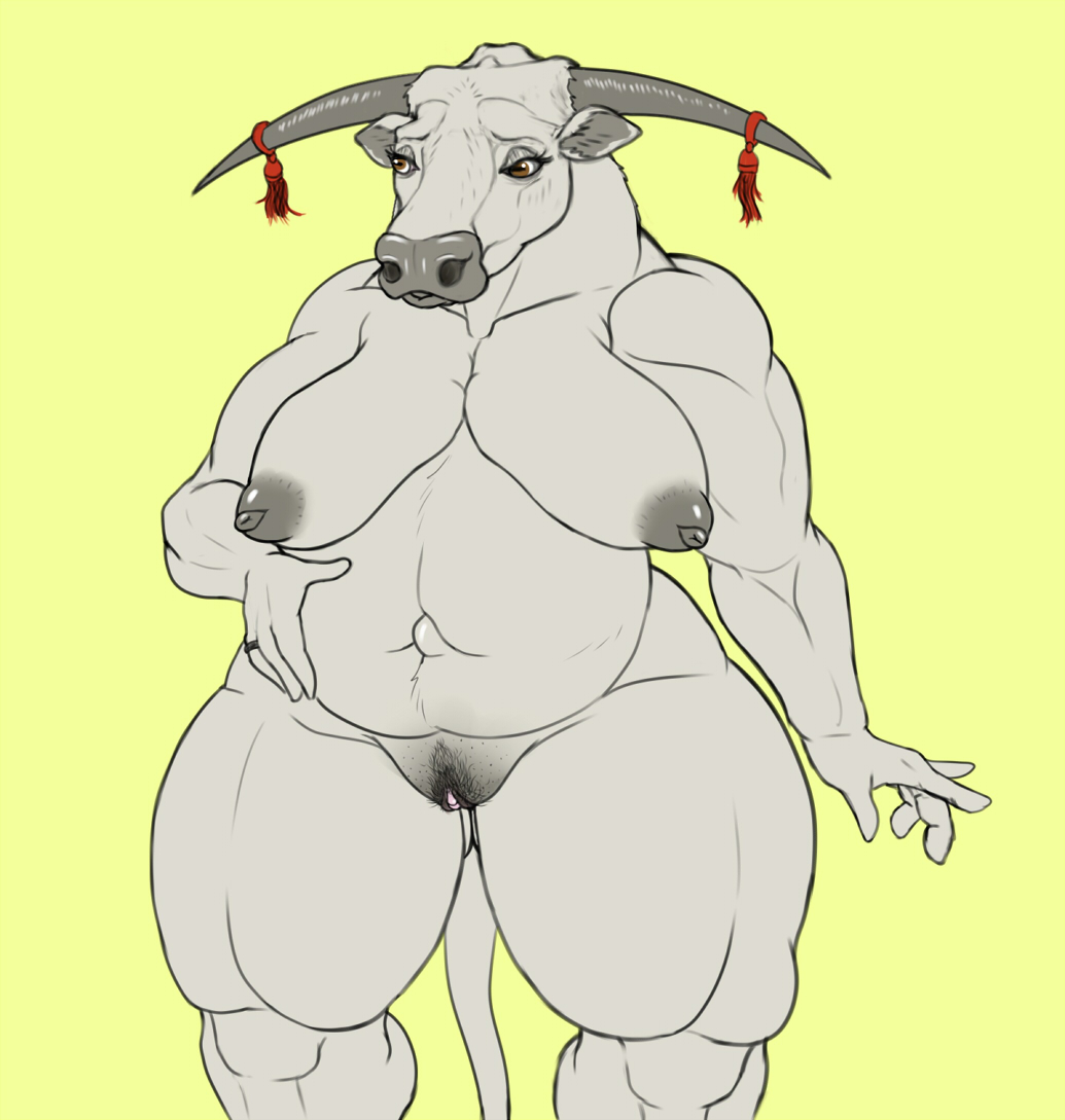 1girls anthro areola belly big_areola big_belly big_breasts big_clitoris big_nipples bovid bovine breasts cattle clitoral_hood clitoris female female_only genitals hips inverted_nipples mammal milf muscular muscular_female nipples pale_skin pecs plump_labia pregnant pubes pubic_hair puffy_areola pussy sagging_breasts snakedakyoot solo solo_female thick_thighs thighs wide_hips worried_look