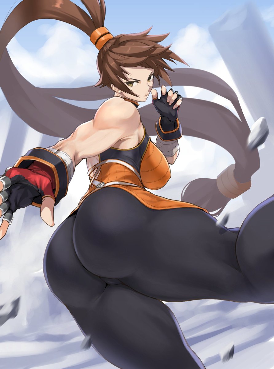 1girls anagumasan ass ass_focus athletic athletic_female biceps big_ass big_butt breasts brown_eyes brown_hair brunette dnf_duel dungeon_and_fighter dungeon_fighter_online fat_ass female female_only fighter_(dungeon_and_fighter) fingerless_gloves gloves large_ass light-skinned_female light_skin looking_back muscular muscular_arms muscular_female muscular_legs ryunmei_ranka sideboob skin_tight solo solo_female striker_(dnf_duel) striker_(dungeon_and_fighter) thick_ass thick_thighs tight_clothing