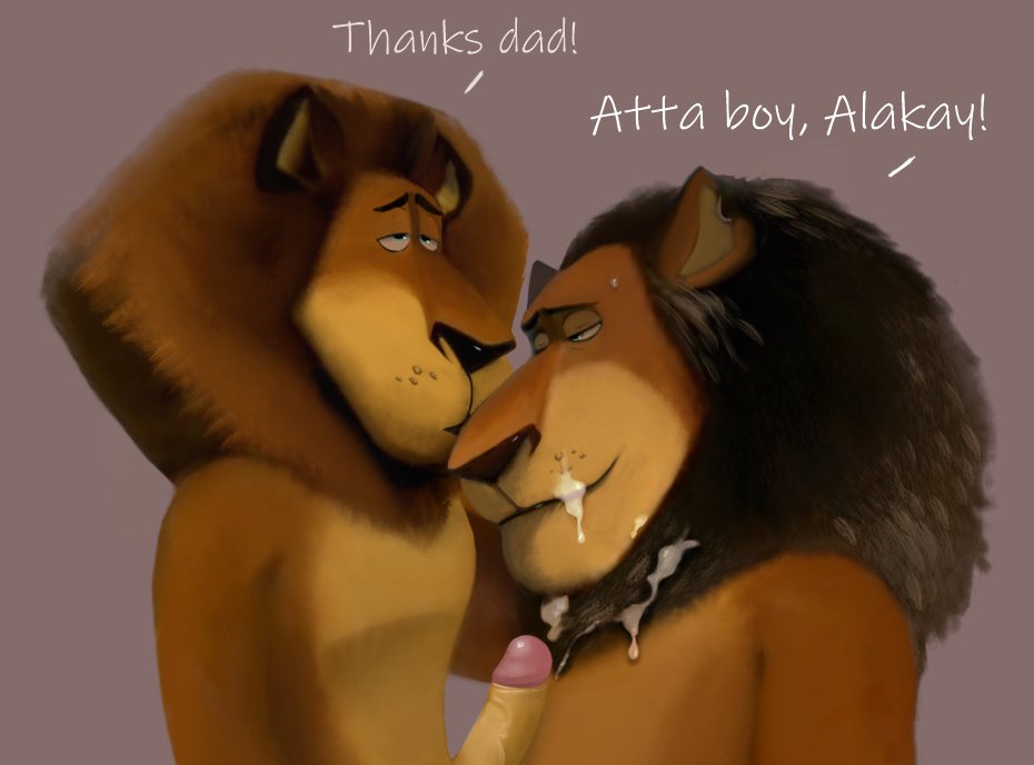 age_difference alakay_alex anthro bodily_fluids bowserboy101 cum cum_on_face dreamworks duo father father_and_child father_and_son felid genital_fluids genitals humanoid_genitalia humanoid_penis incest kissing kissing_nose lion madagascar_(series) madagascar_escape_2_africa male male/male mammal orgasm_face pantherine paramount_pictures parent parent_and_child penis smile son yaoi zuba