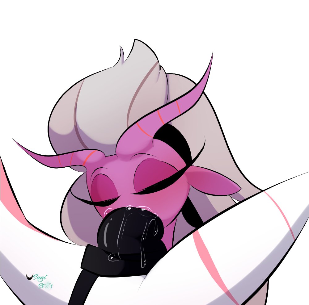 angel dust (hazbin hotel), female, female angel dust, hazbin hotel, helluva boss, interspecies, male, mayberry (helluva boss), penis, straight hair, tagme, usagi star, white background