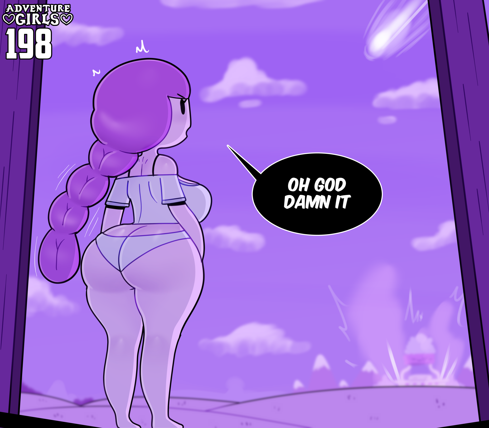 1girls, 2021, adventure girls, adventure time, ass, ass cleavage, ass crack, big ass, big breasts, breasts, butt crack, cute, english text, female, female only, funny, highres, humor, long hair, mob face, no pants, panties, ponytail, princess bubblegum, sideboob, somescrub, tagme, text, thick thighs