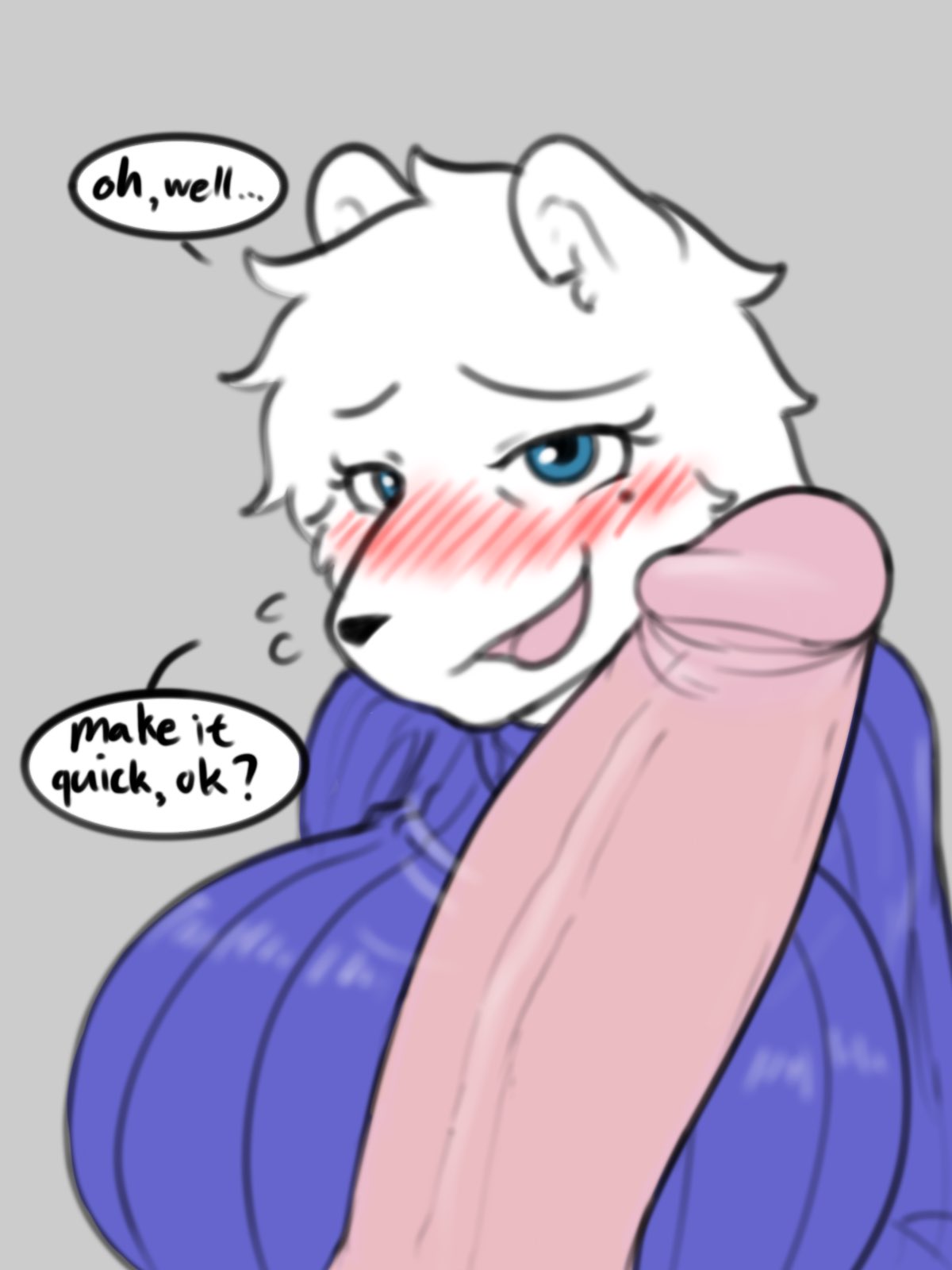 2021 3:4 ana_(wbnsfwfactory) anthro better_version_at_source big_breasts big_penis blue_eyes blush breasts clothed clothing dialogue duo english_text female female_focus fur furry furry_mom_(wbnsfwfactory) genitals hi_res incest male male/female mammal mother_and_son penis solo_focus text wbnsfwfactory white_body white_fur