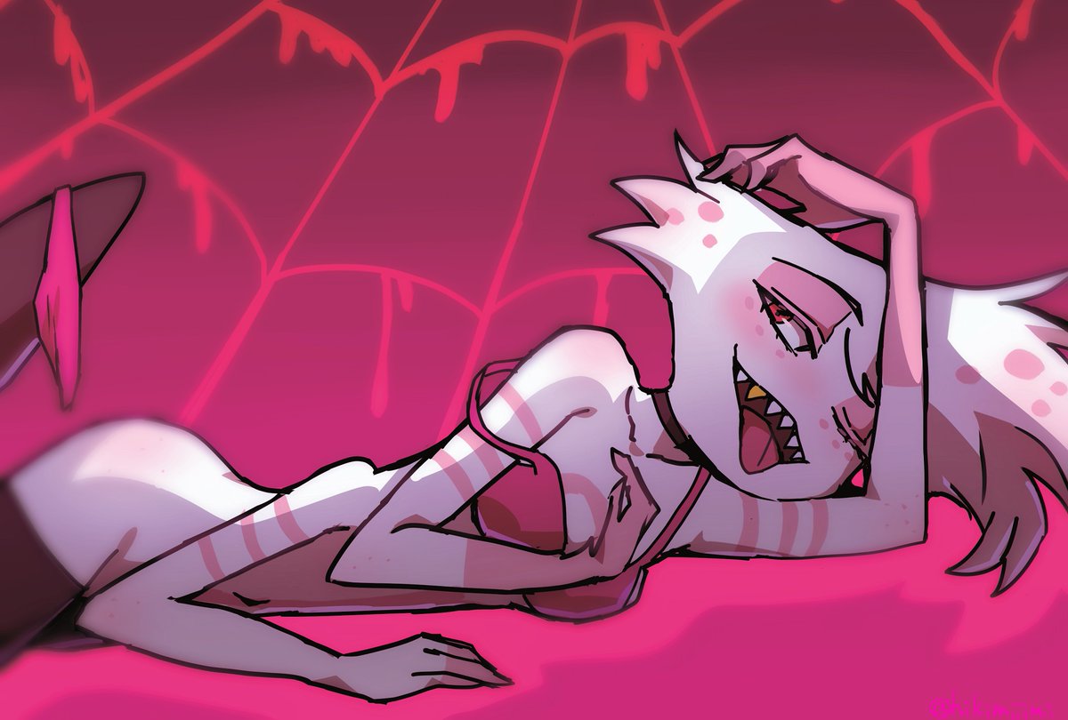 1boy, angel dust (hazbin hotel), bra, hazbin hotel, male, posing