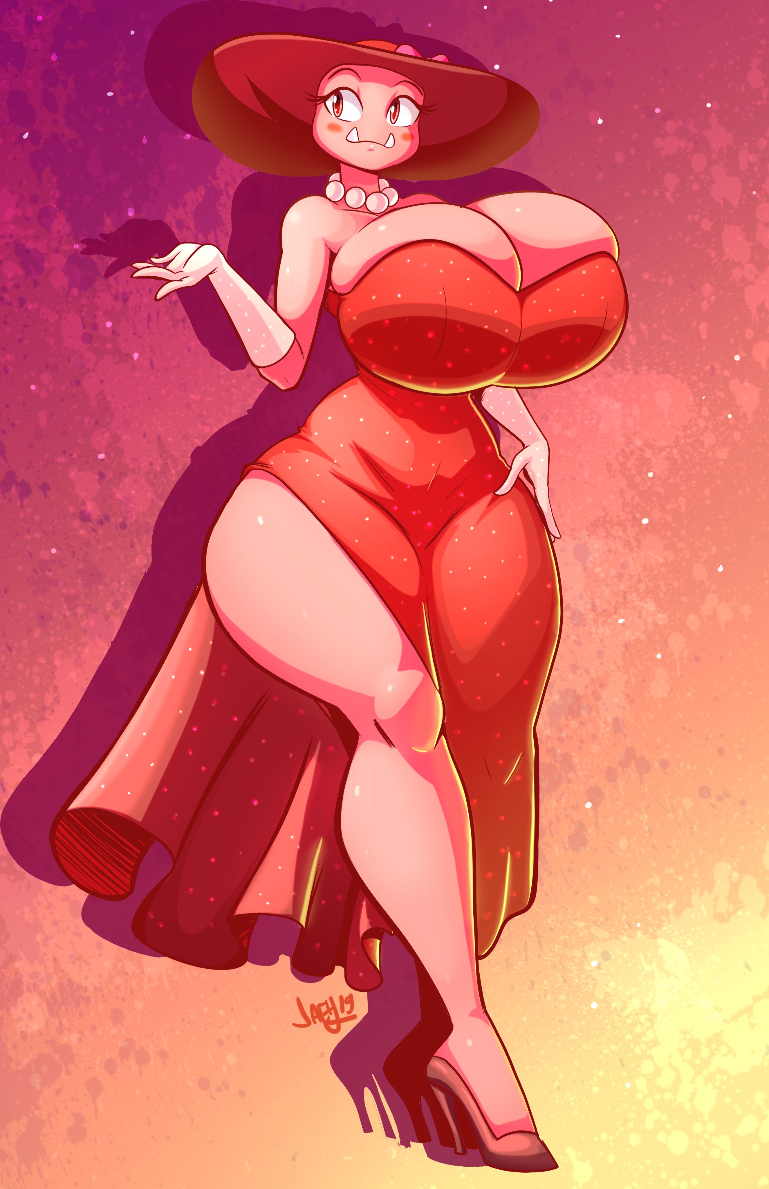 breasts, cleavage, curvaceous, curvy, female, female focus, female only, goomba, goombette (super mario odyssey), huge breasts, jaeh, mario (series), nintendo, super mario odyssey, thick thighs, thighs, voluptuous, wide hips