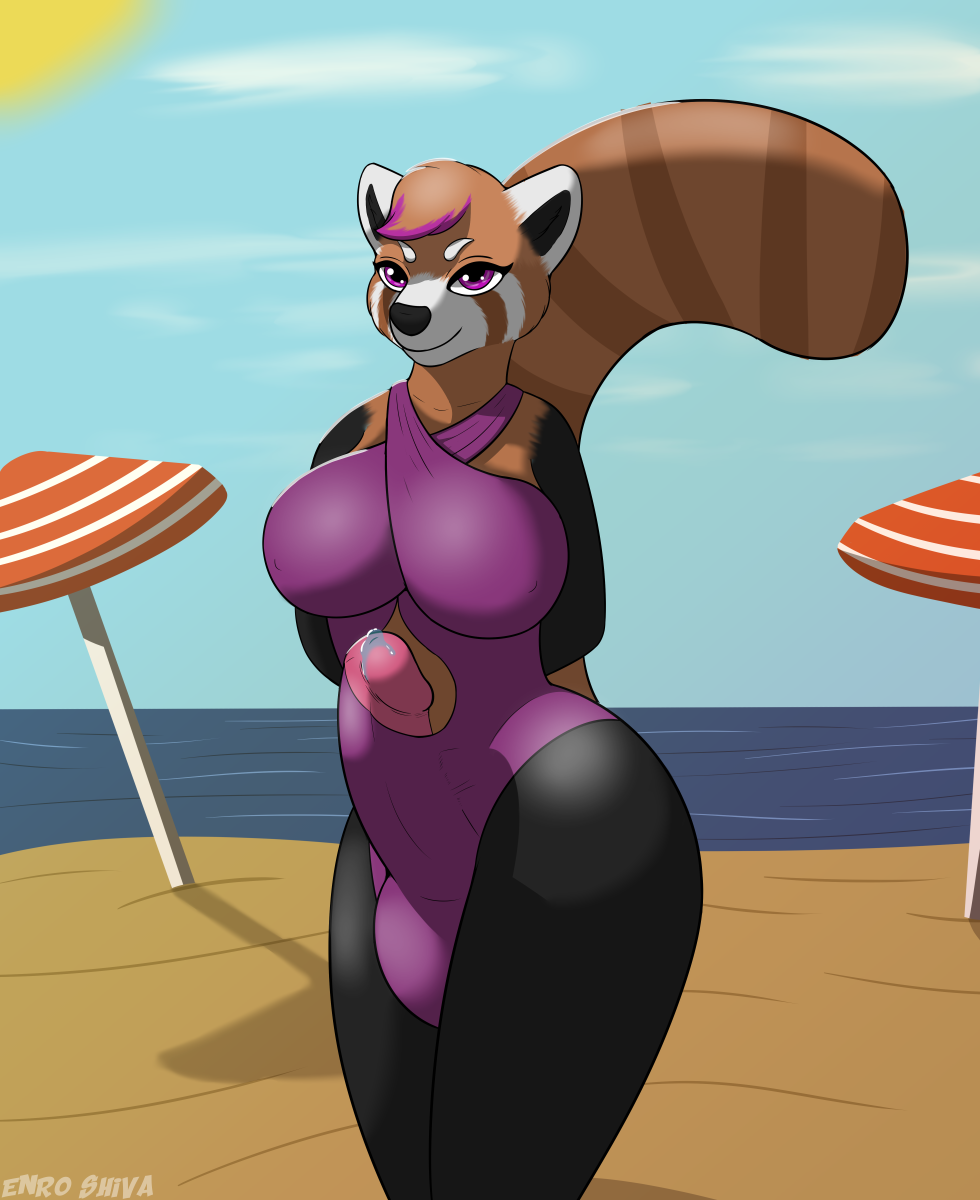 1futa ailurid anthro ball_bulge balls balls_in_panties balls_under_clothes beach big_balls bodily_fluids breasts bulge cameltail cleavage clothing dripping enroshiva erection erection_in_panties erection_under_clothes furry futa_only futanari genital_fluids genitals hi_res huge_balls hyper hyper_penis intersex mammal outside panties panty_bulge penis penis_bulge penis_in_panties penis_out penis_under_clothes precum precum_drip precum_string public red_panda seaside solo swimwear wide_hips