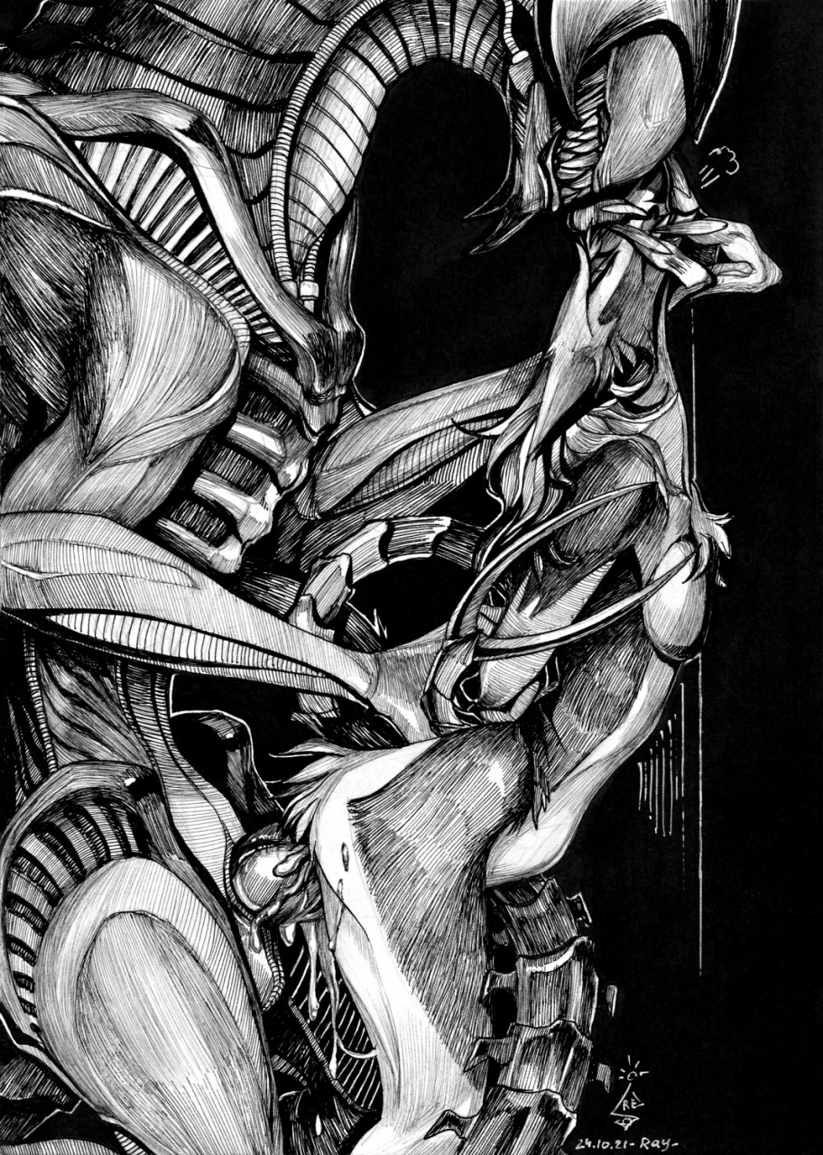 against_surface against_wall alien alien_(franchise) amara anthro bodily_fluids cum cum_inside dark_the_xenodragon dominant dominant_male dragon duo face_grab female forced genital_fluids genitals greyscale half-closed_eyes hands_behind_back hi_res male male/female monochrome muzzle_grab narrowed_eyes penetration penis raesheris rape sergal sex story story_in_description xenodragon xenomorph