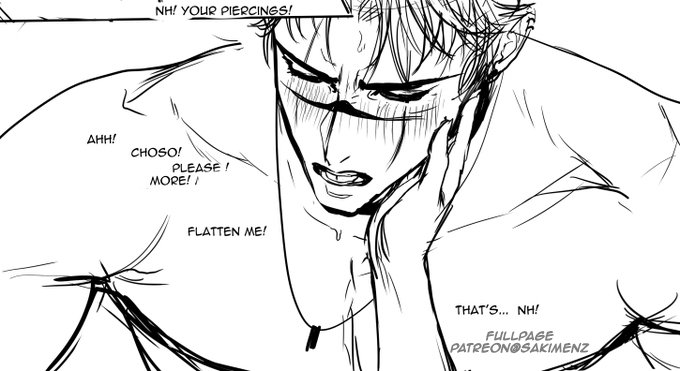 choso kamo, female, implied sex, jujutsu kaisen, male, male only, male/female, male/male, sketch, sweating