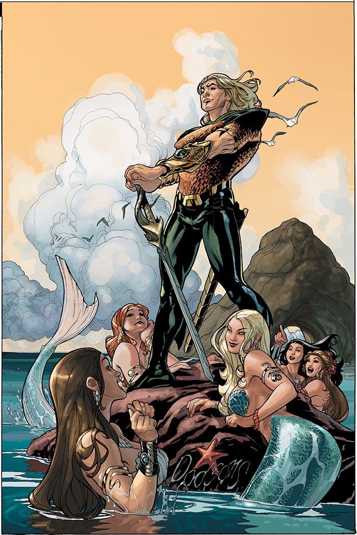 1boy aquaman aquaman_(series) arthur_curry ass atlantean blonde_hair dc dc_comics female harem king mermaid mermaid_girl mermaids multiple_girls superhero terry_dodson