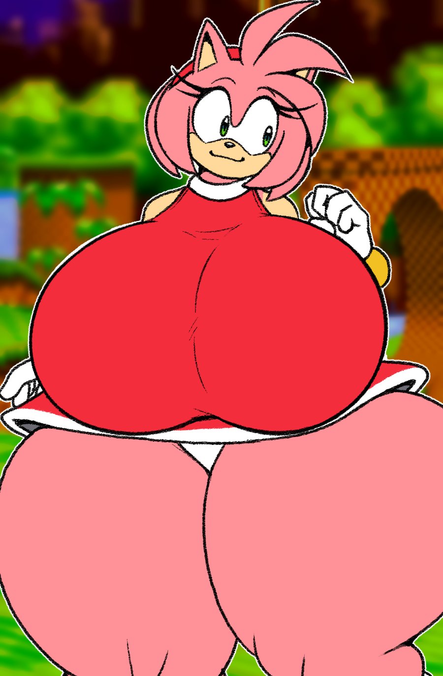 1female 1girls amy_rose anthro anthro_female ass_bigger_than_head big_thighs breasts clothed clothed_female colacoot dumptruck_ass female female_focus female_only furry furry_female green_eyes hourglass_figure huge_breasts huge_thighs hyper_ass hyper_breasts looking_away mobian pink_fur pink_hair revealing_clothes short_hair sideass sonic_(series) sonic_the_hedgehog_(series) thick_thighs thighs underass