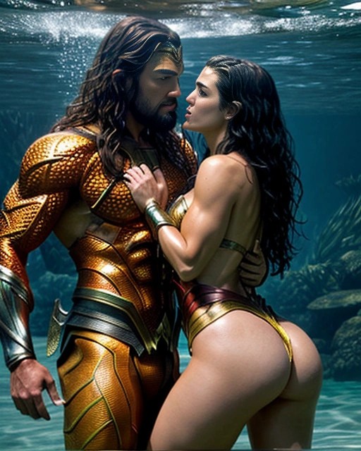 1boy1girl ai_generated aquaman aquaman_(series) arthur_curry ass big_ass big_breasts dc dc_comics light-skinned_female light_skin male/female nude_female superhero superheroine voluptuous voluptuous_female wide_hips wonder_woman wonder_woman_(series)