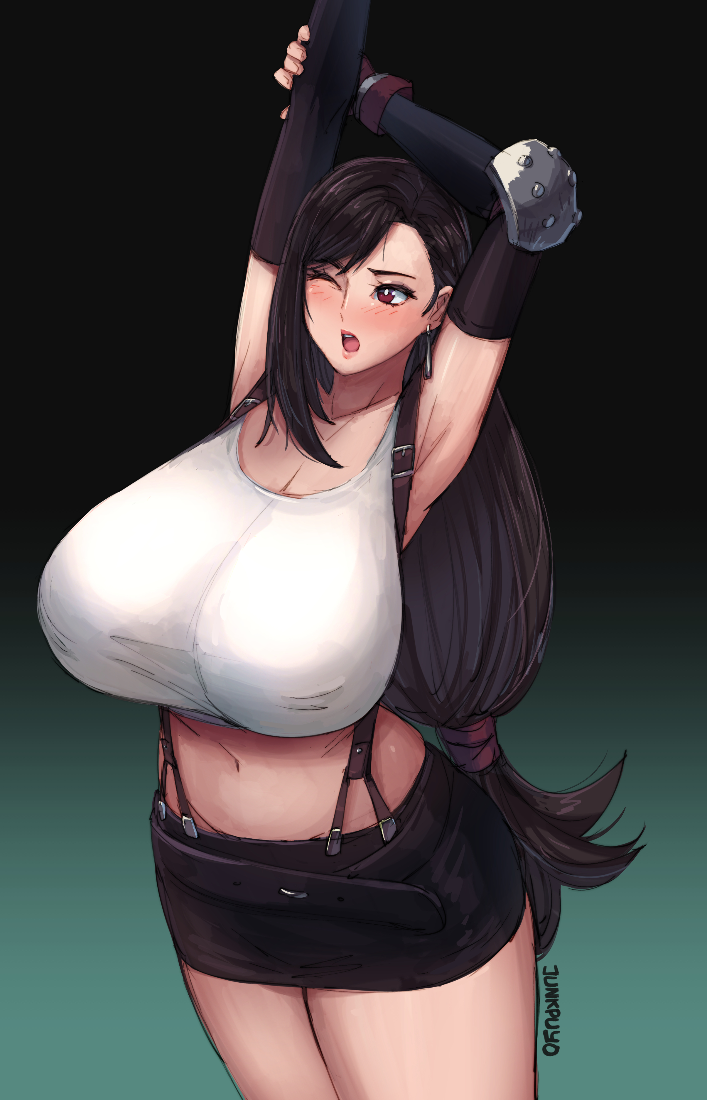 1girls, breasts, cleavage, female, female only, final fantasy, final fantasy vii, huge breasts, junkpuyo, solo, tifa lockhart, voluptuous