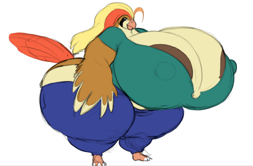 avian barefoot big_breasts big_nipples bird blonde_hair bottomwear breasts brown_body cleavage clothed clothing curled_hair feet female generation_1_pokemon ginormous_ass ginormous_breasts green_eyes hair huge_breasts hyper hyper_breasts kosmonius looking_at_viewer nintendo nipples nipples_through_clothes overweight pants pidgeot pokemon pokemon_(species) red_hair rosa_pyle shirt solo standing tail thick_thighs third-party_edit topwear wide_hips winged_arms wings