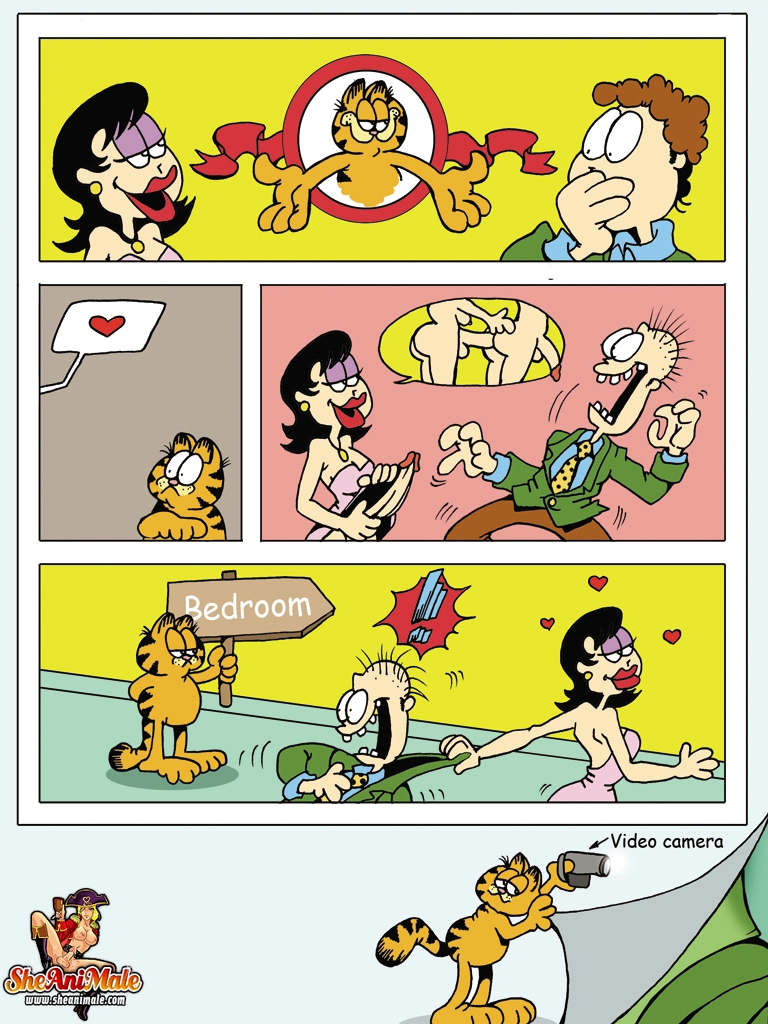 ! 1futa 2boys big_penis comic dress_lift english_text erection futa_on_male futa_with_male futanari garfield_(series) garfield_the_cat heart imminent_rape imminent_sex intersex jon_arbuckle liz_wilson male penis recording scared sheanimale simple_background text unwilling