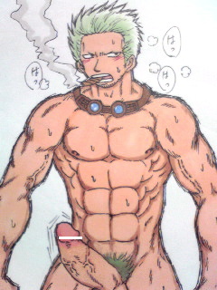 1boy bar_censor censored male male_only one_piece penis smoker_(one_piece) solo straight_hair tagme