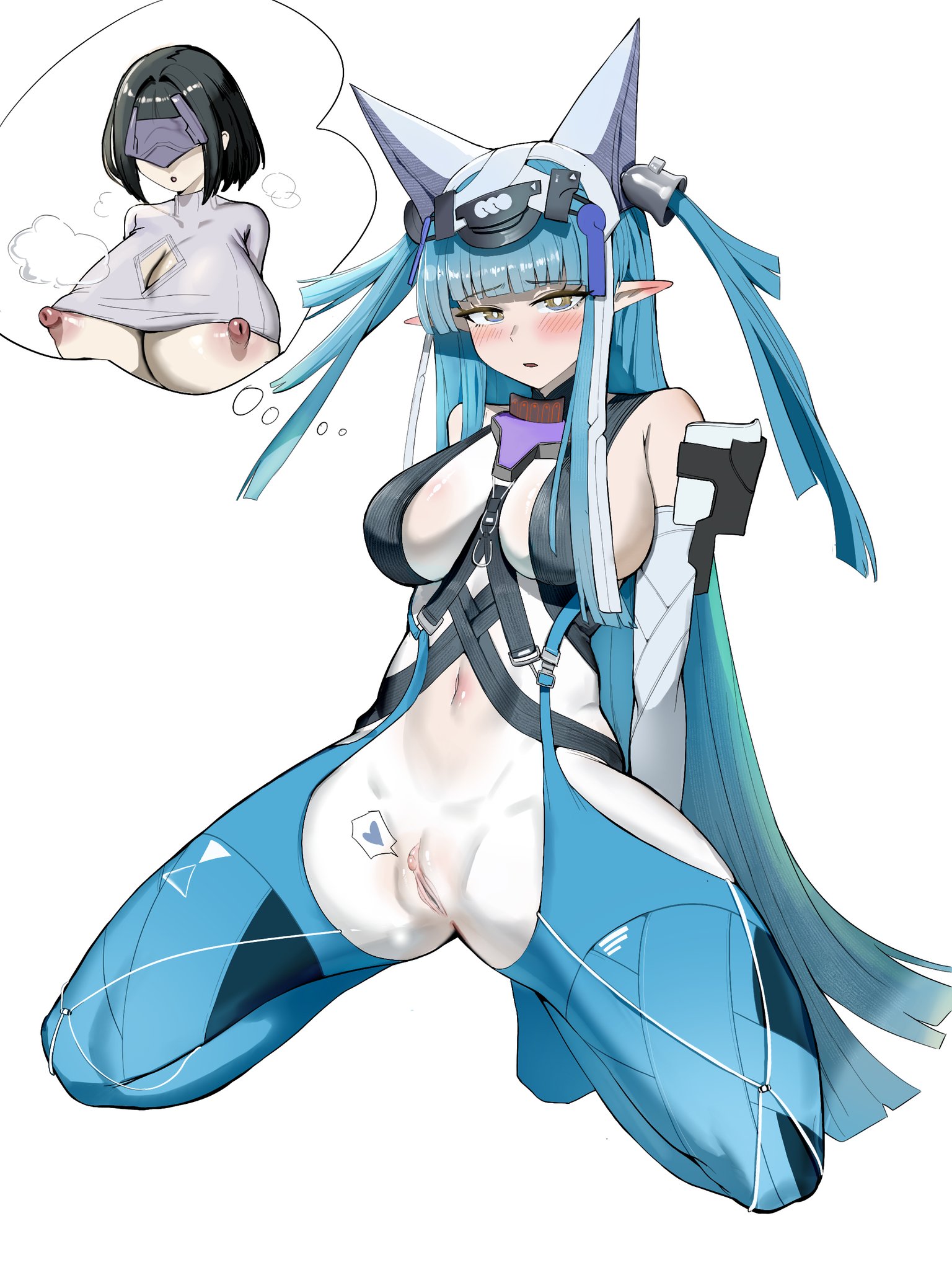 2girls, ahe gao, arknights: endfield, bigyann176, blush, cumming, endministrator (arknights: endfield), female, female endministrator (arknights: endfield), female only, last rite (arknights: endfield), pussy, see-through, shy