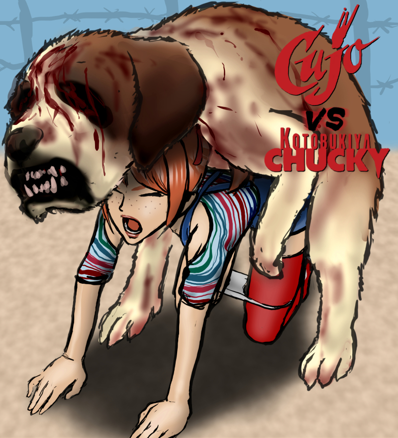 ambiguous_penetration bishoujo_chucky blood bodily_fluids canid canine canis child's_play chucky closed_eyes clothed clothing cujo_(character) cujo_(film) domestic_dog fangs female female_on_feral feral feral_penetrating feral_penetrating_human freckles from_behind_(disambiguation) human human_on_feral human_penetrated interspecies kotobukiya's_horror_bishoujo legwear male male/female mammal panties_down partially_clothed penetration stockings underwear underwear_down what zoophilia