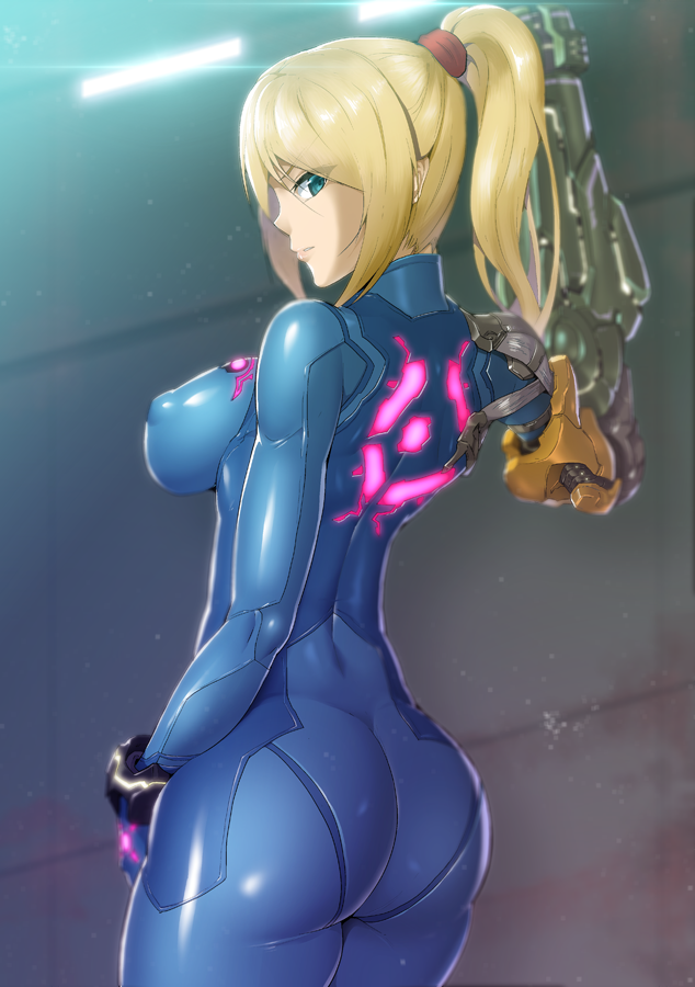 arm_cannon armor ass clothed clothing metroid nanadz nintendo nipples_visible_through_clothing samus_aran sideboob tagme varia_suit zero_suit zero_suit_samus