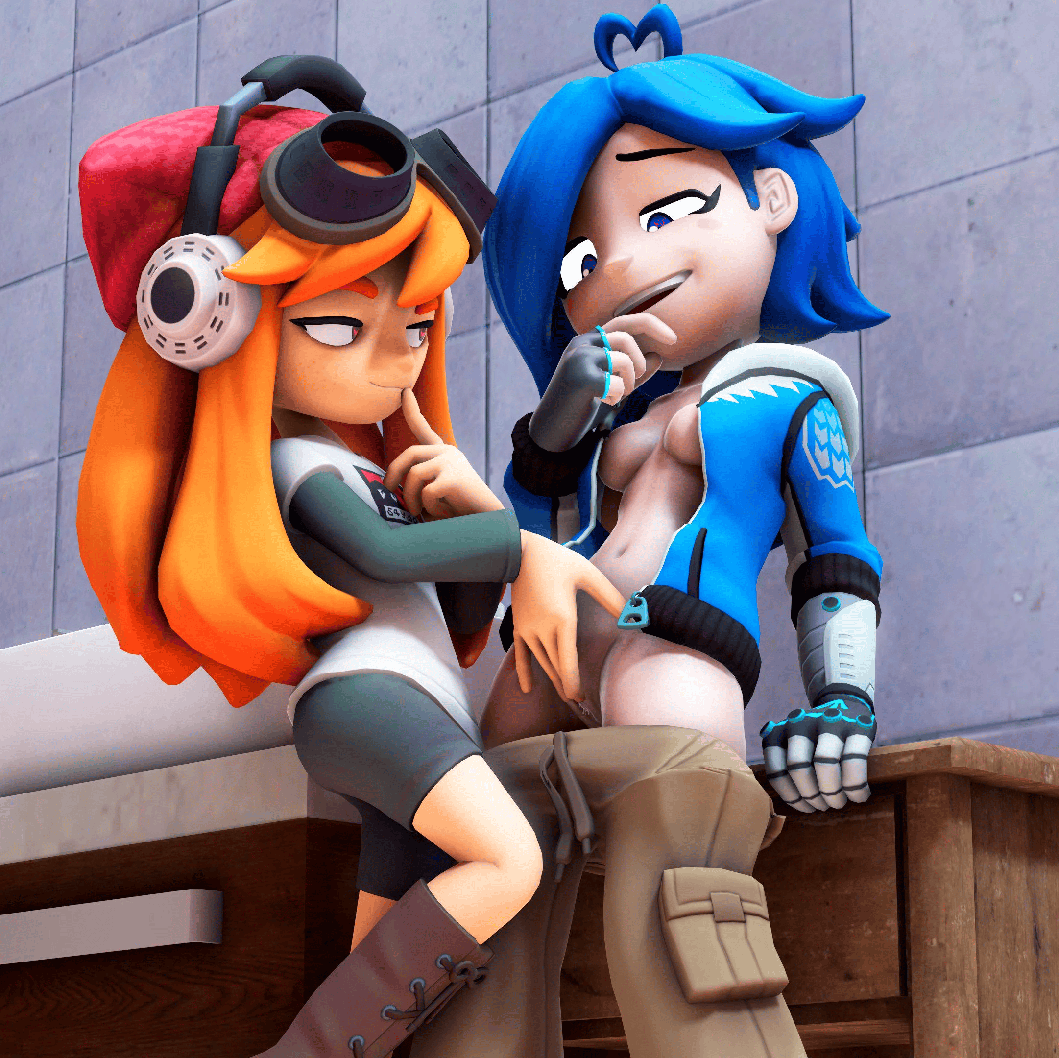 3d, 3d (artwork), elbenjo, fingering, human meggy, lesbian, lesbian sex, meggy spletzer, pants down, pussy juice drip, rubbing pussy, sexy, smg4, smirking, tagme, tari (smg4), teasing, white inkist, yuri