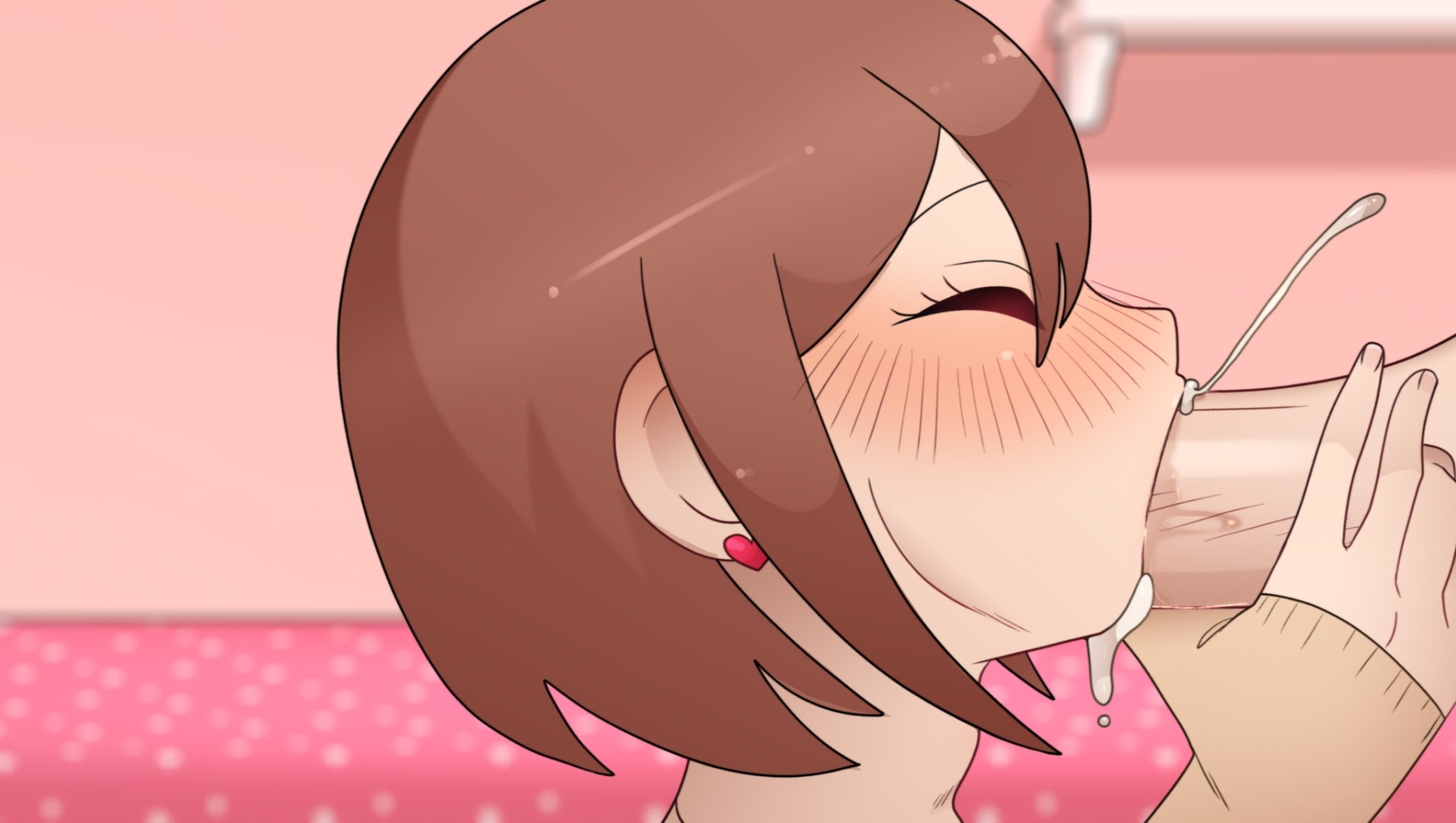1boy, blowjob, blue eyes, brother and sister, brown hair, chloe (stuck at home), cum in mouth, cum inside, erohoney, female, incest, incest (lore), jason (stuck at home), moraion, oral sex, stuck at home