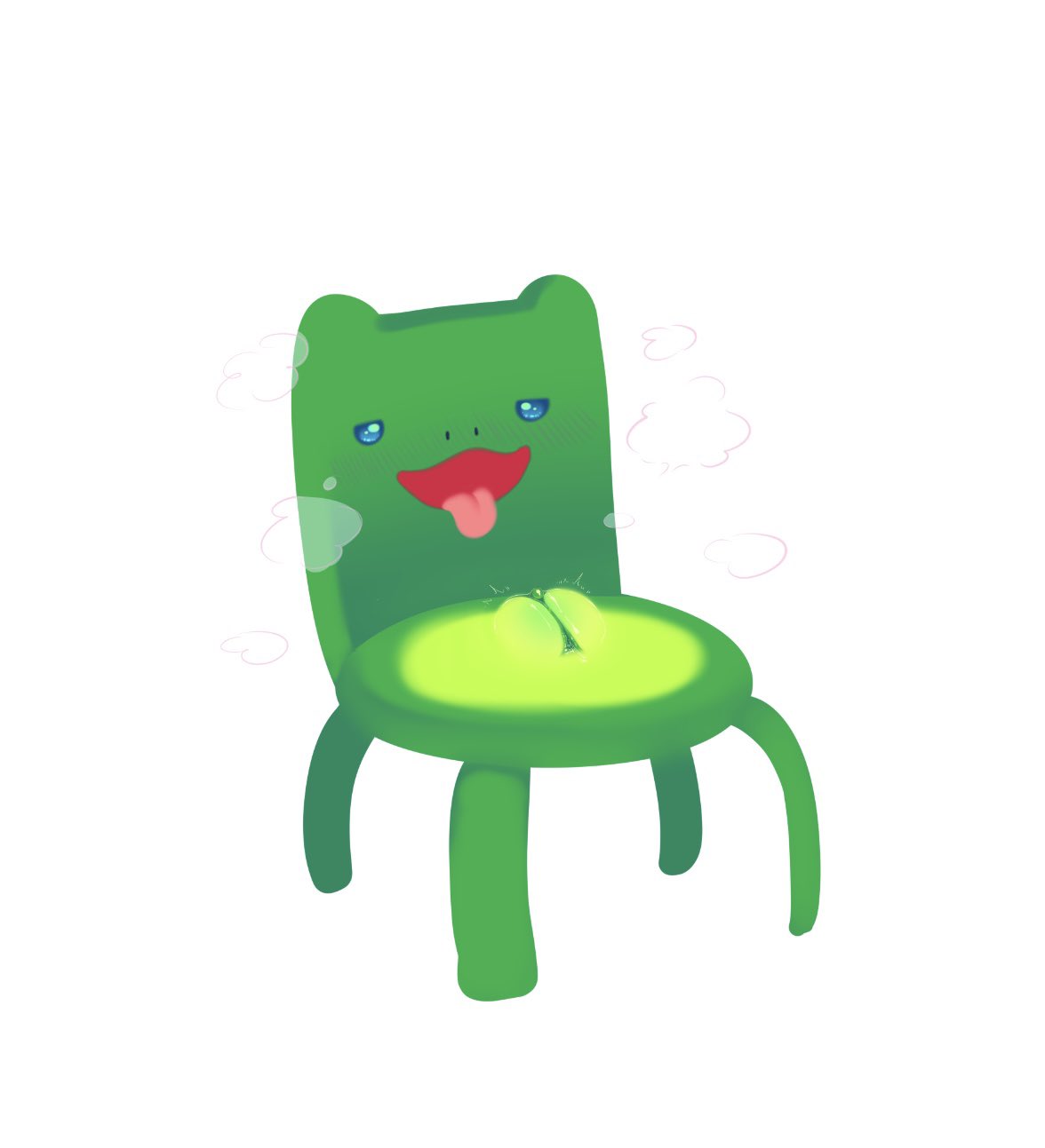 2021 4_legs ahe_gao amphibian animal_crossing animate_inanimate aroused blue_eyes blush bodily_fluids breath chair clitoris digital_media_(artwork) female frog froggy_chair furniture genital_fluids genitals green_body hi_res looking_at_viewer looking_pleasured nintendo open_mouth open_smile plump_labia presenting presenting_pussy pussy pussy_juice raikissu smile solo tongue tongue_out torogao twitching video_games