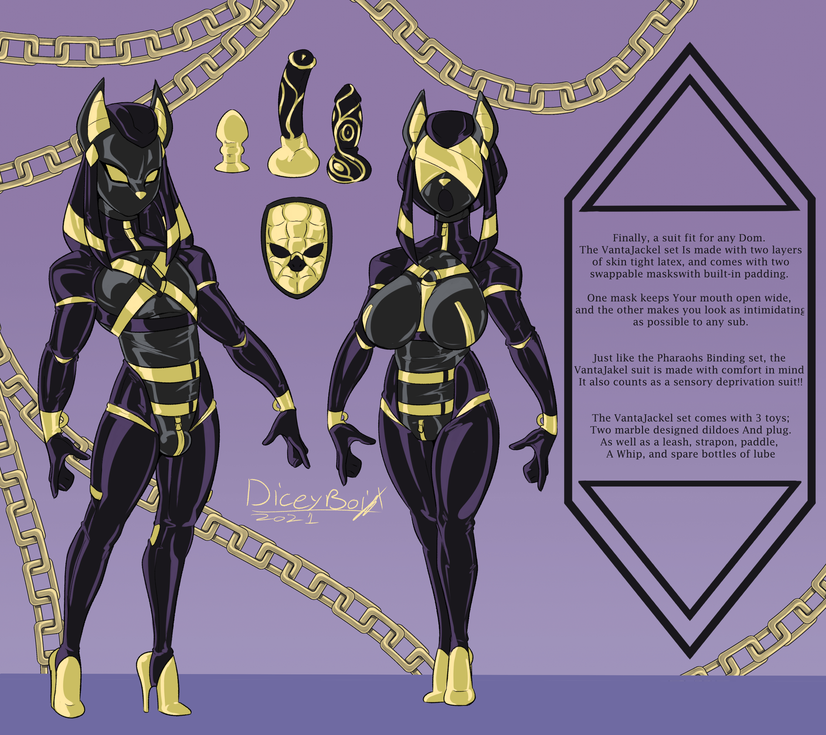 anubis, badbitchdicey, big breasts, bodysuit, bondage, breasts, bulge, diceyboi, dollification, female, fetish wear, harness, helmet, high heels, latex, latex clothing, layerd latex, layered clothing, mask, rubber, sensory deprivation, sex doll, sex toy, shiny, shiny skin, thick thighs