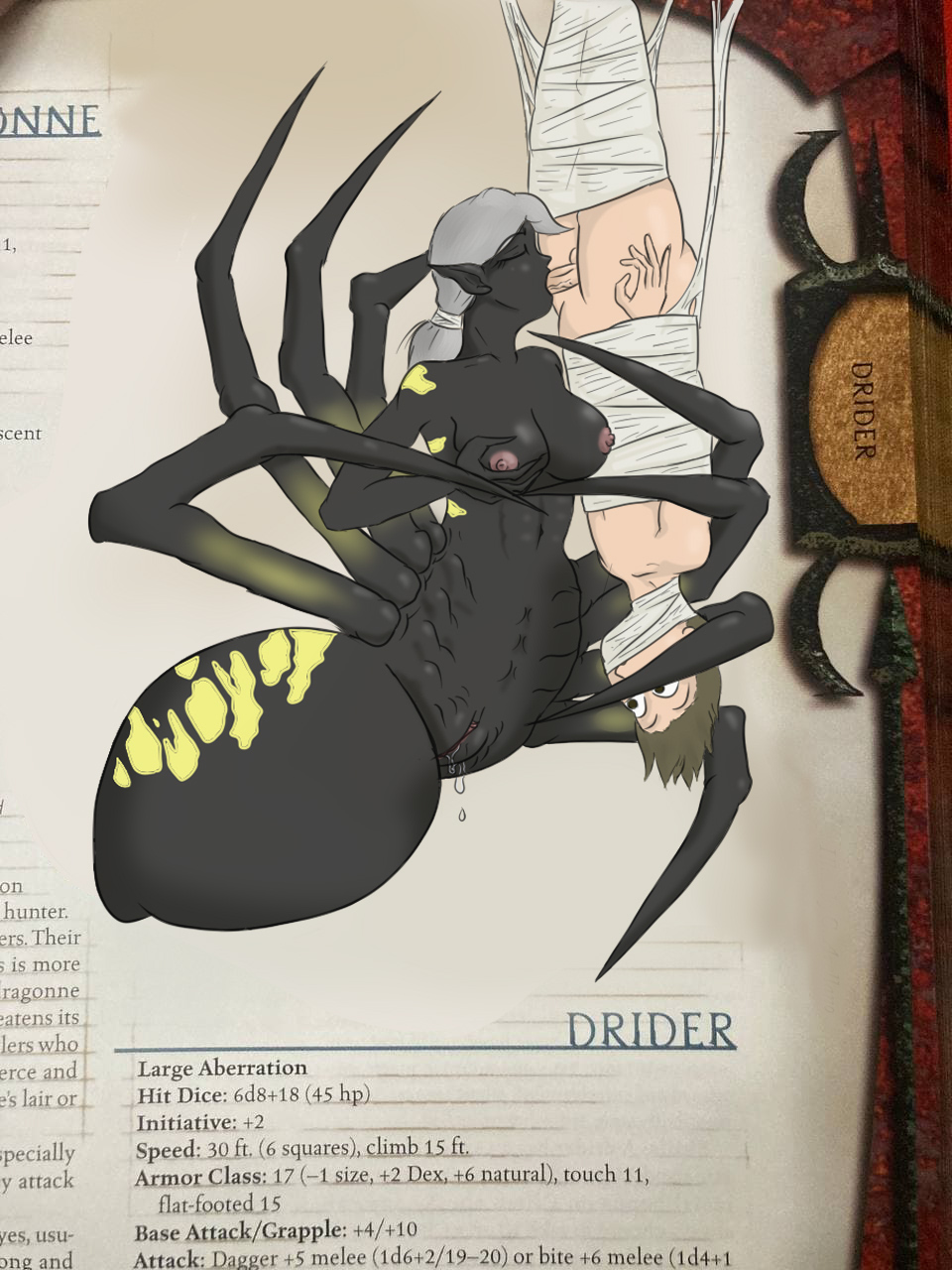 1boy 1boy1girl 1girls 3:4 abs animal_humanoid anthro arachnid arachnid_humanoid arachnid_taur arthropod arthropod_humanoid arthropod_taur balls big_breasts black_body black_skin bodily_fluids bondage bound breast_grab breast_play breasts drider dungeons_and_dragons duo english_text erection fellatio female female_penetrated genital_fluids genitals grey_hair hair hand_on_breast hasbro hi_res human human_on_anthro human_penetrating humanoid humanoid_pointy_ears insect_girl interspecies male male/female male_penetrating male_penetrating_female mammal monster_girl monster_girl_(genre) nipples nude oral peculiar_doll penetration penile penis pussy pussy_juice sex spider spider_taur taur text wizards_of_the_coast