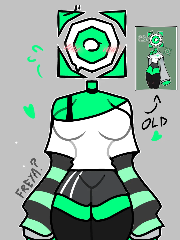 artist_signature black_socks black_thighhighs blush blushing blushing_female breasts cube_30_(geometry_dash) cube_head cube_humanoid female female_only fempesta genderswap_(mtf) geometry_dash heart no_sex npesta redraw redrawn rule63 rule_63 solo_female text white_shirt youtube youtuber